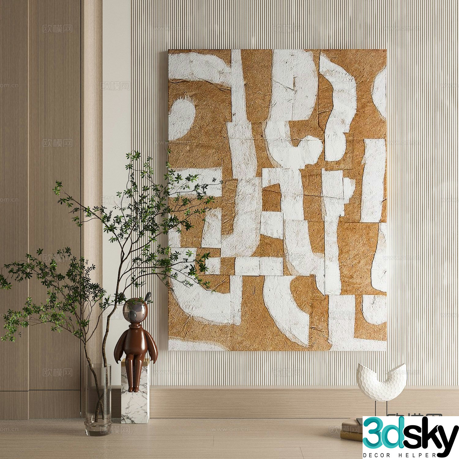Wabi-sabi art painting texture painting decorative painting 3d model