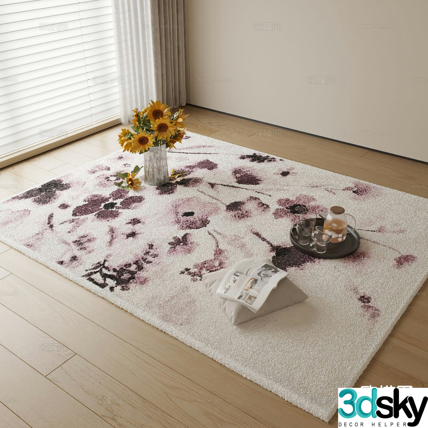 Decorative carpet square carpet 3d model