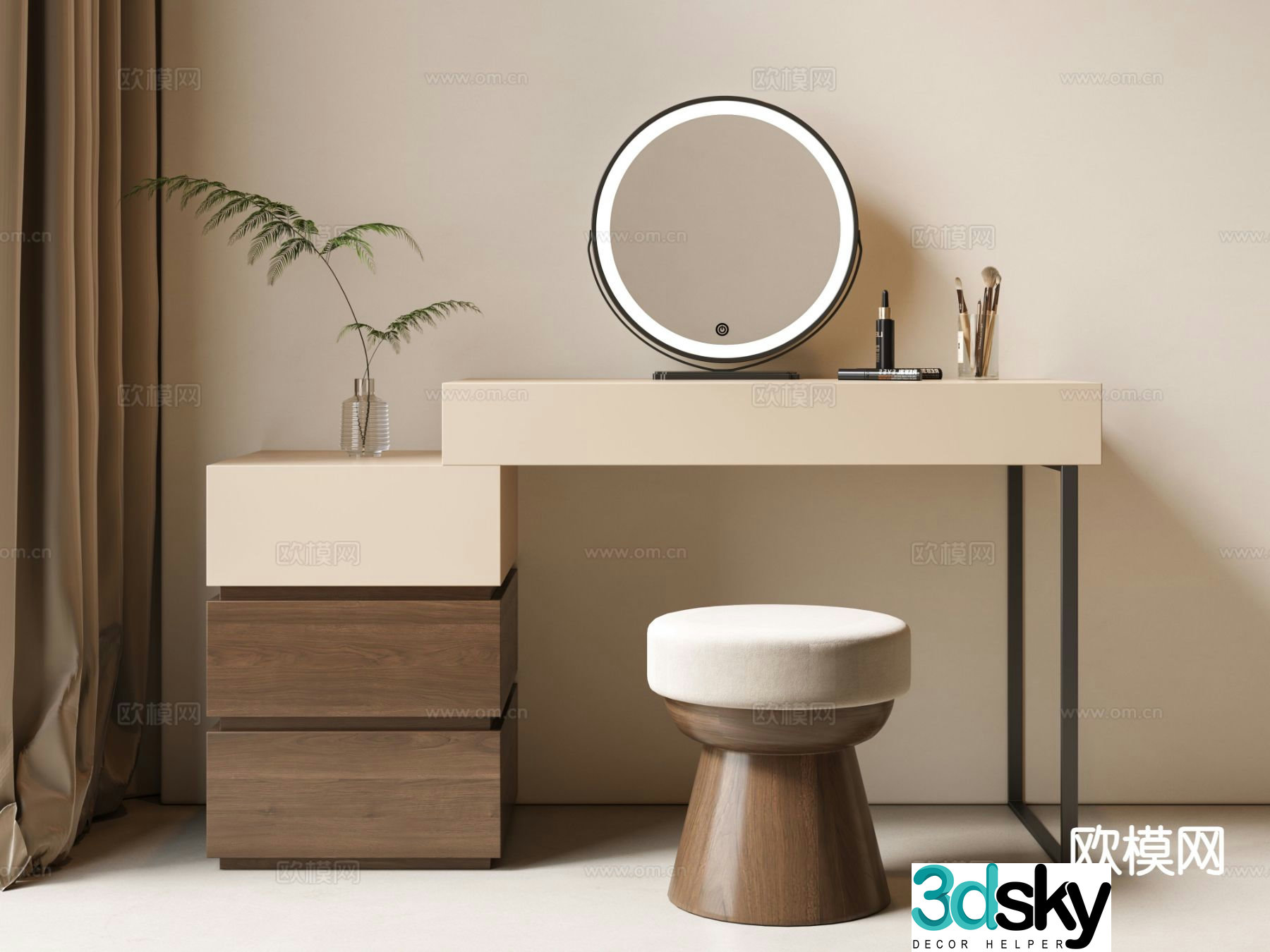 Medieval style dressing table dressing table 3d model