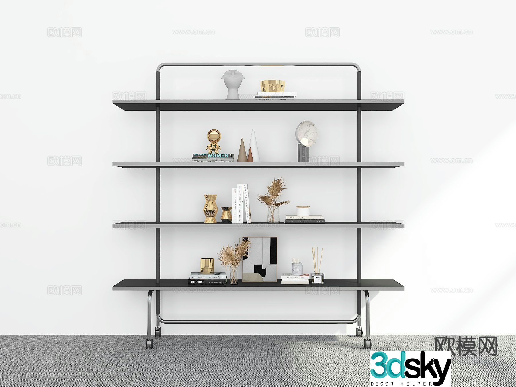 Modern bookshelf storage rack 3d model