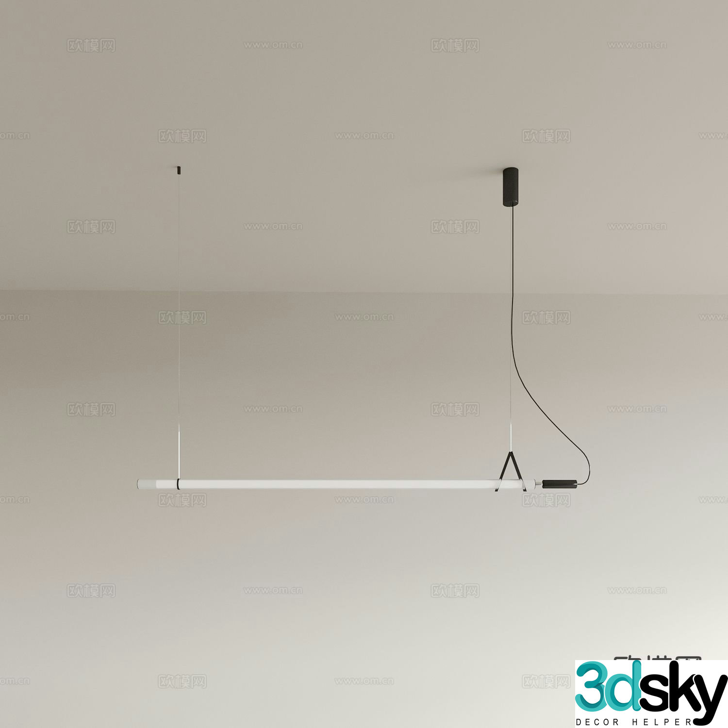 Long chandelier strip tube lamp 3d model