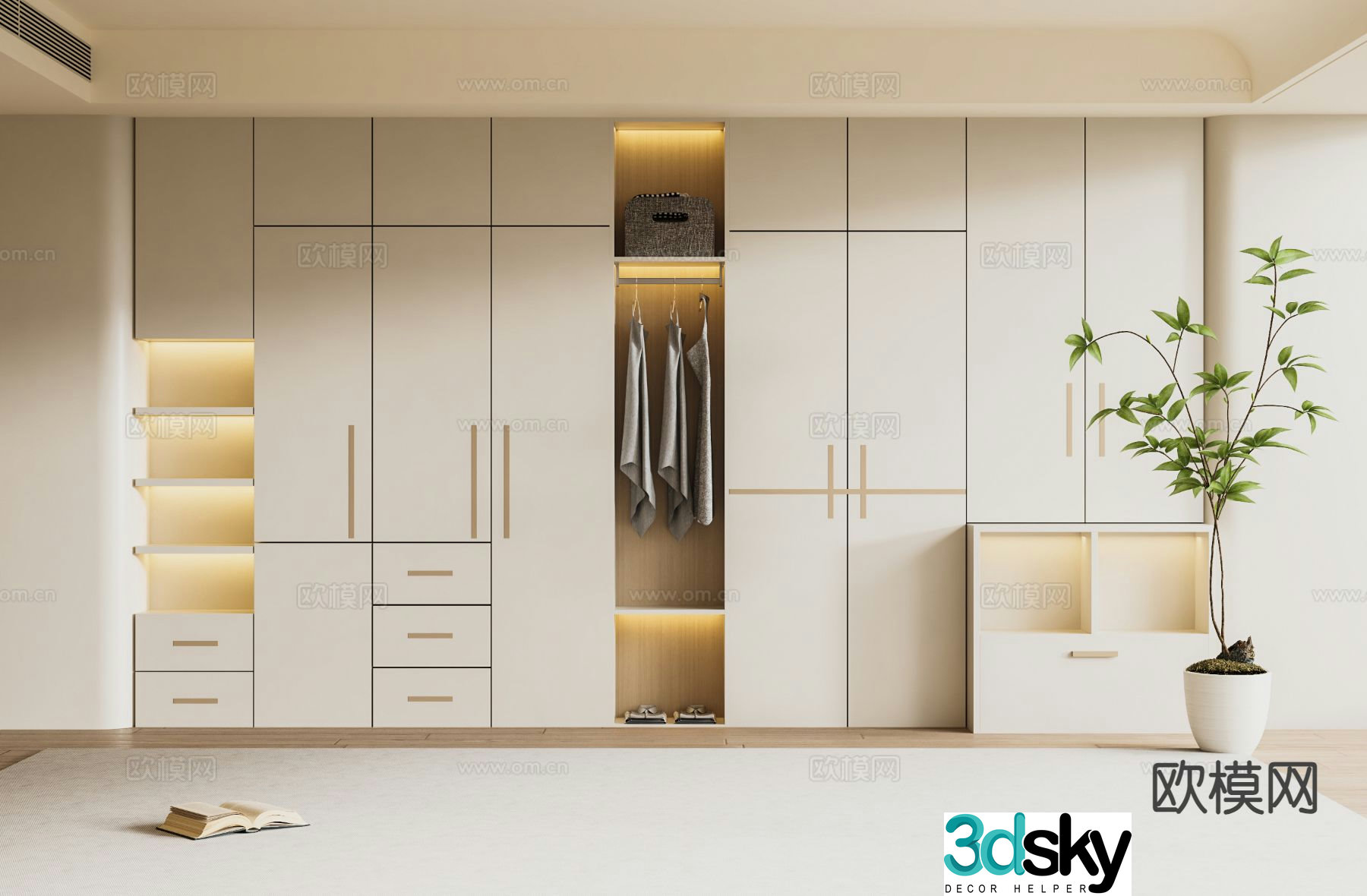 Cream style wardrobe wardrobe 3d model