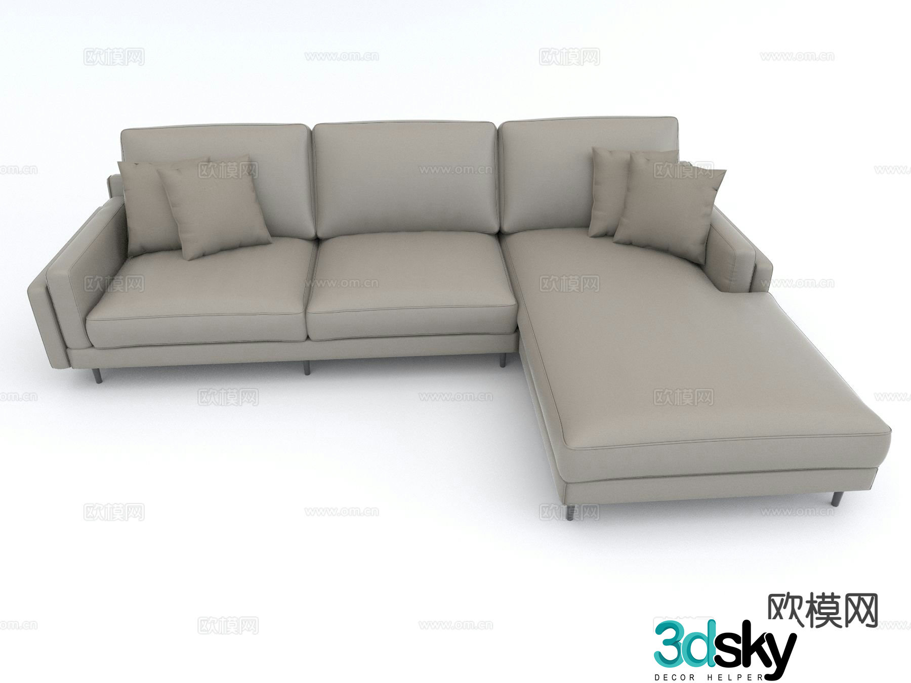 Modern corner sofa multi-person sofa 3d model