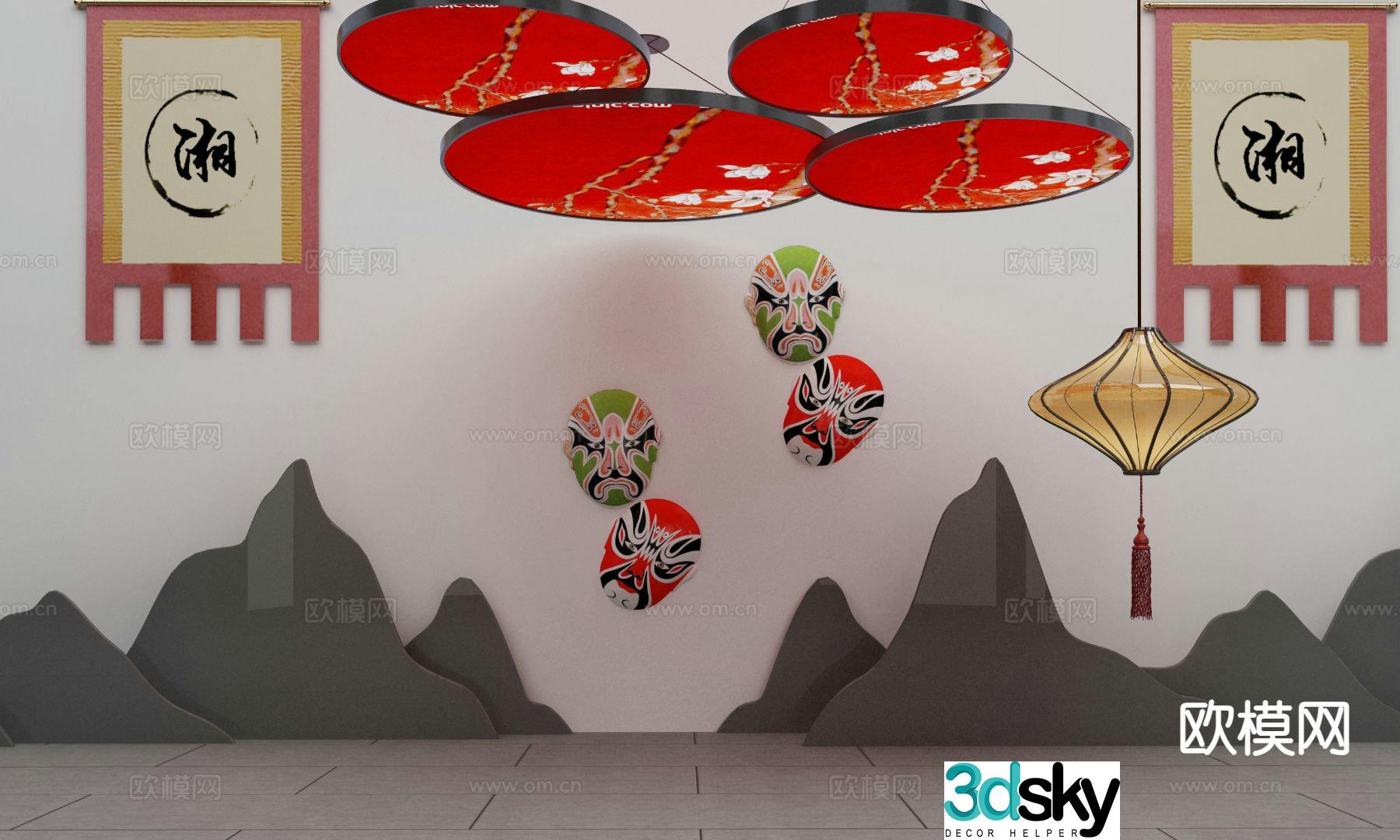 New Chinese style chandelier antique chandelier 3d model