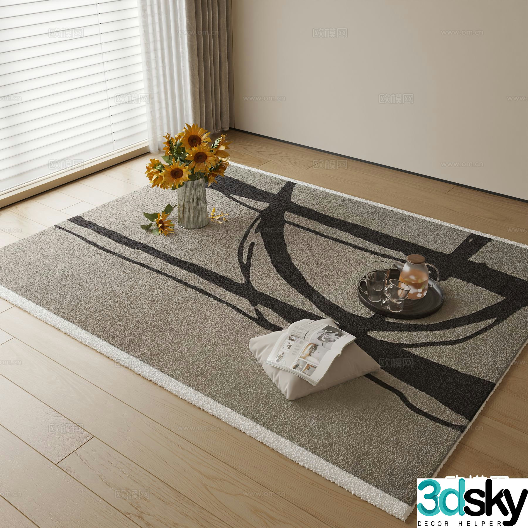 abstract carpet square rug 3d model