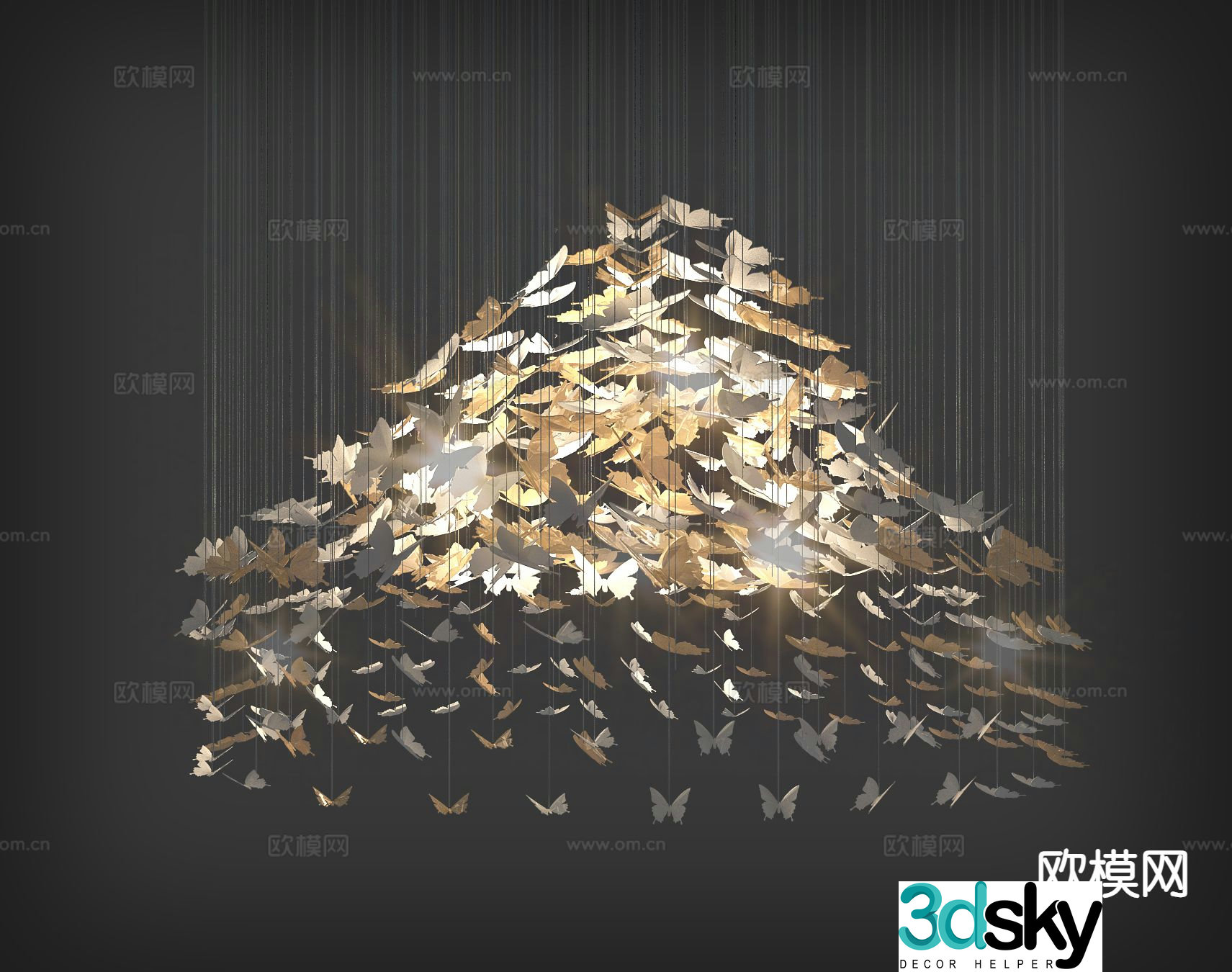 Modern decorative lamp butterfly chandelier 3d model