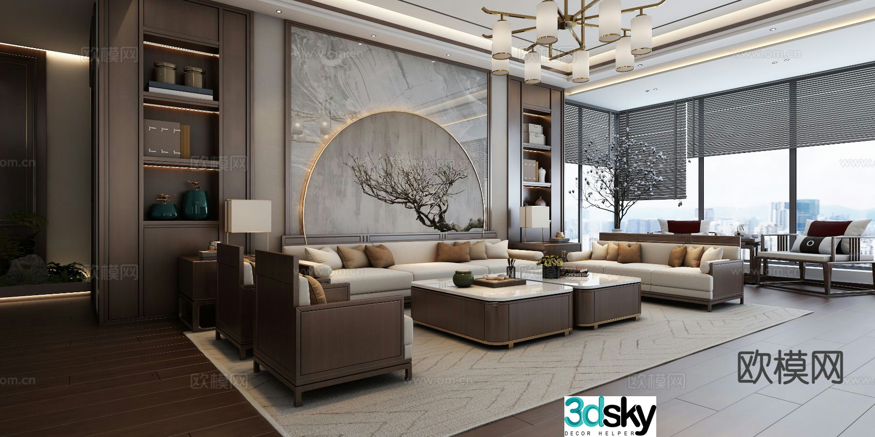 New Chinese style living room 3d model