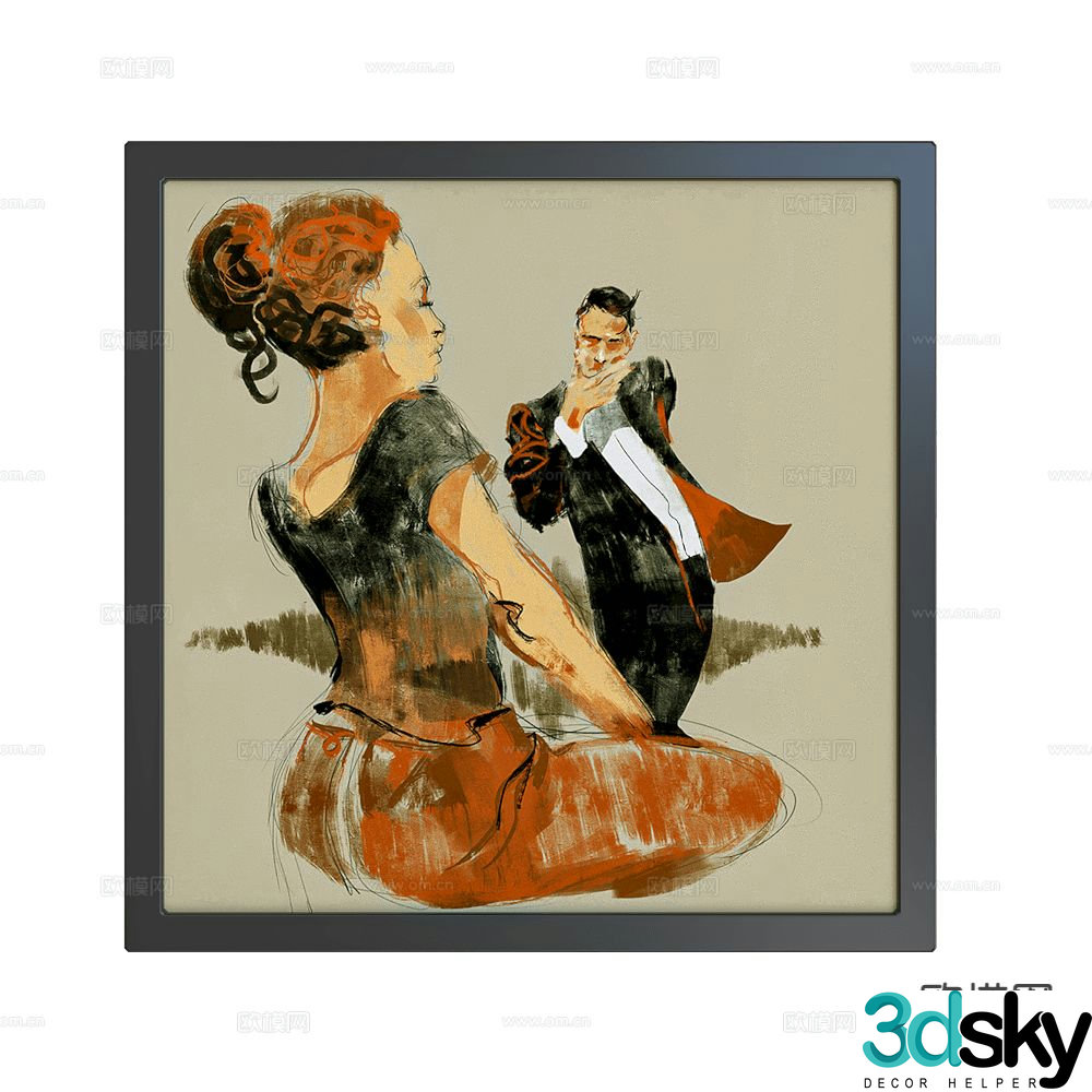 NC Design oil painting figure hanging painting decorative painting 3d model