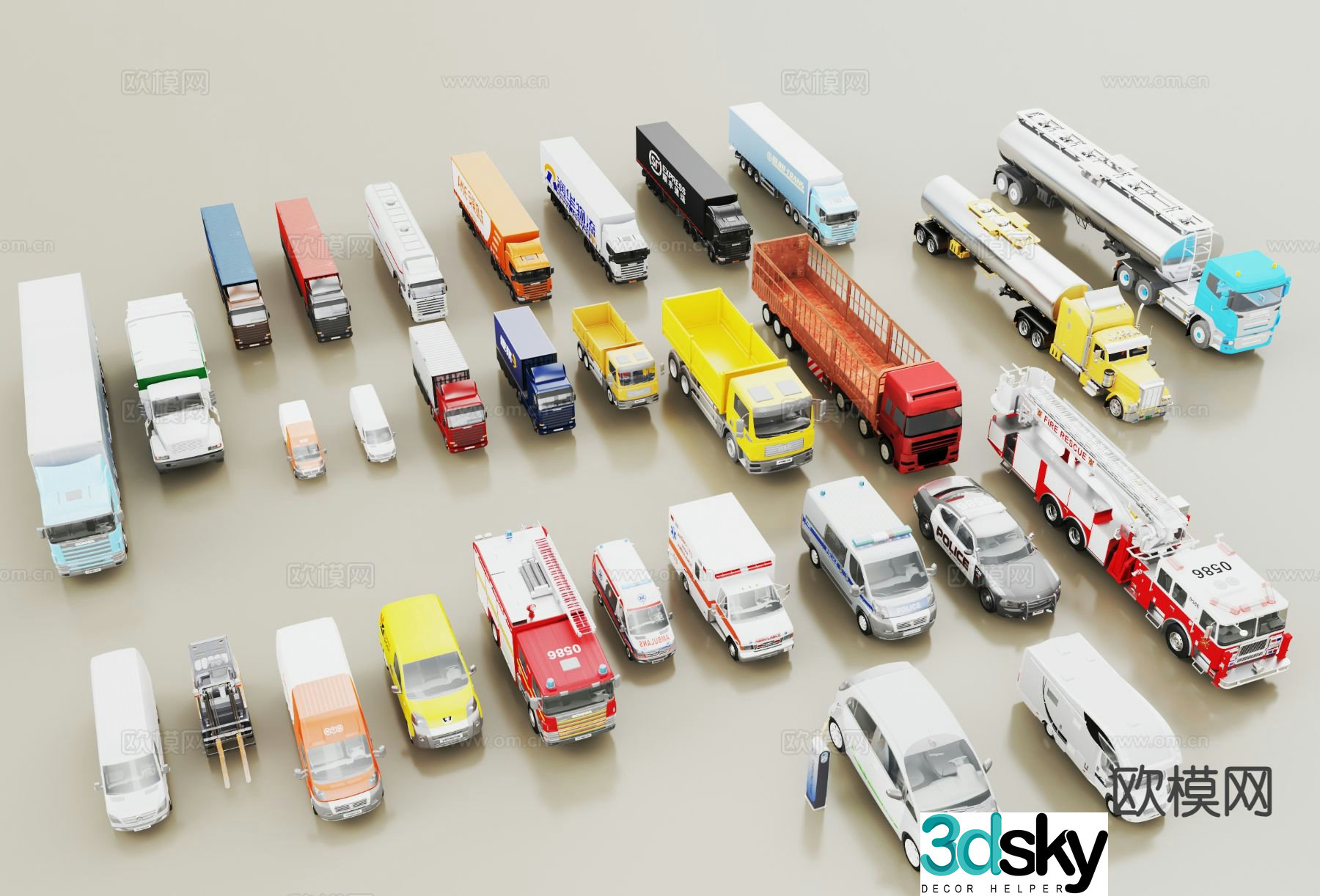 Modern truck big truck logistics truck freight truck 3d model