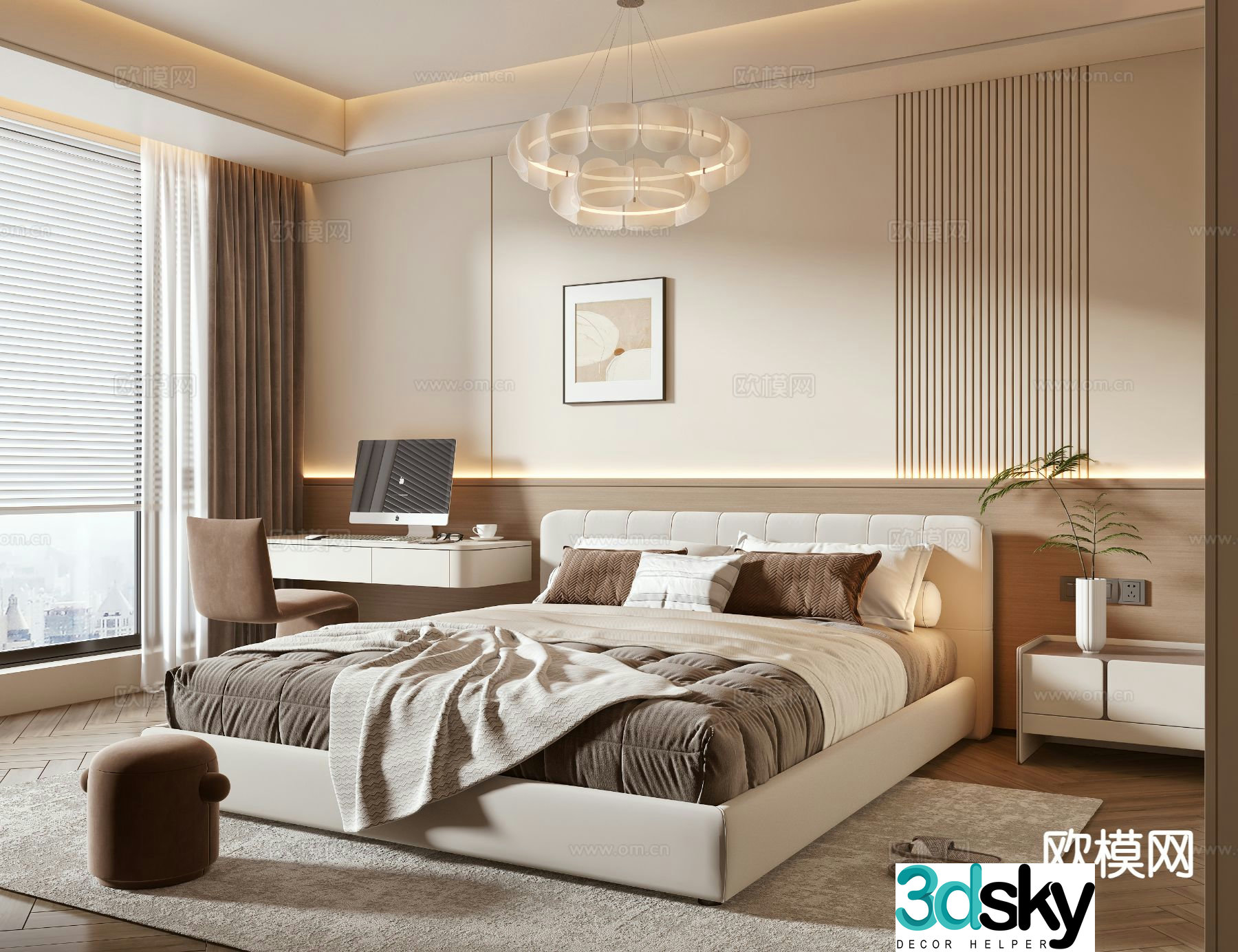 Cream style bedroom master bedroom 3d model