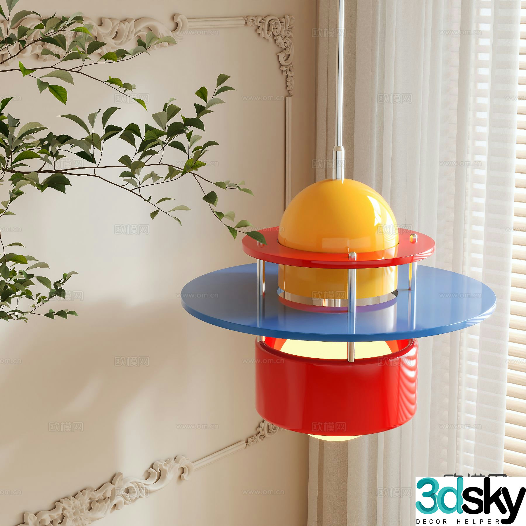 Memphis small chandelier 3d model
