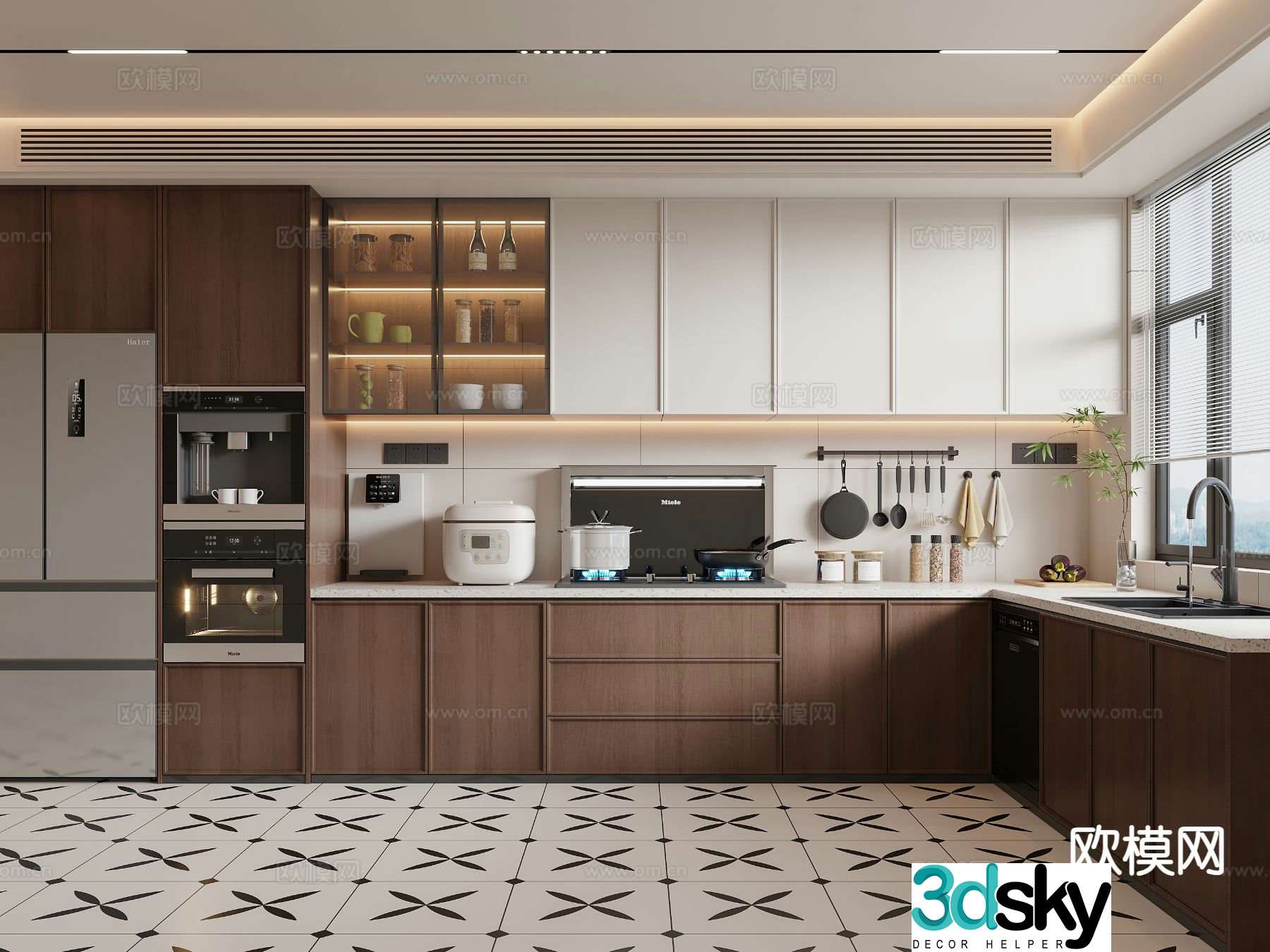 Medieval style kitchen cabinet 3d model