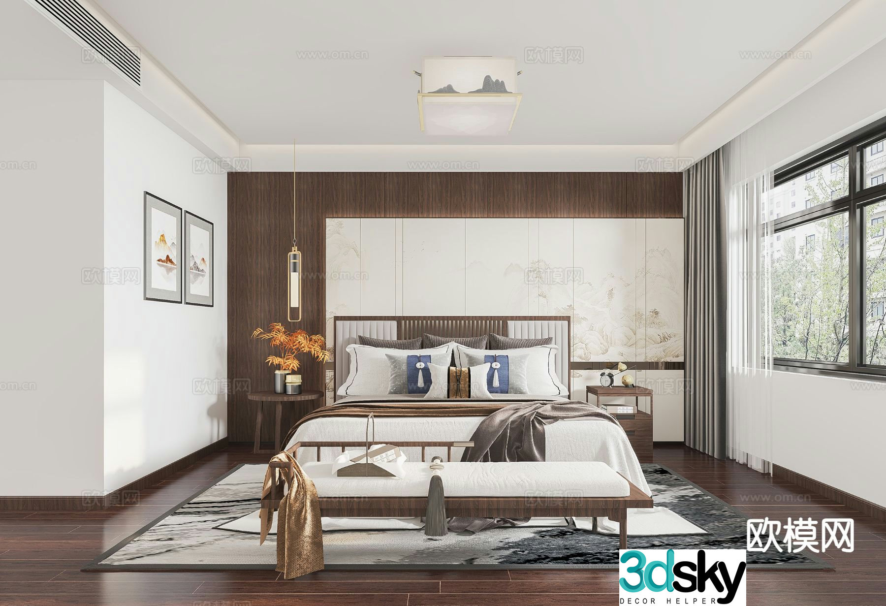 New Chinese style bedroom master bedroom 3d model