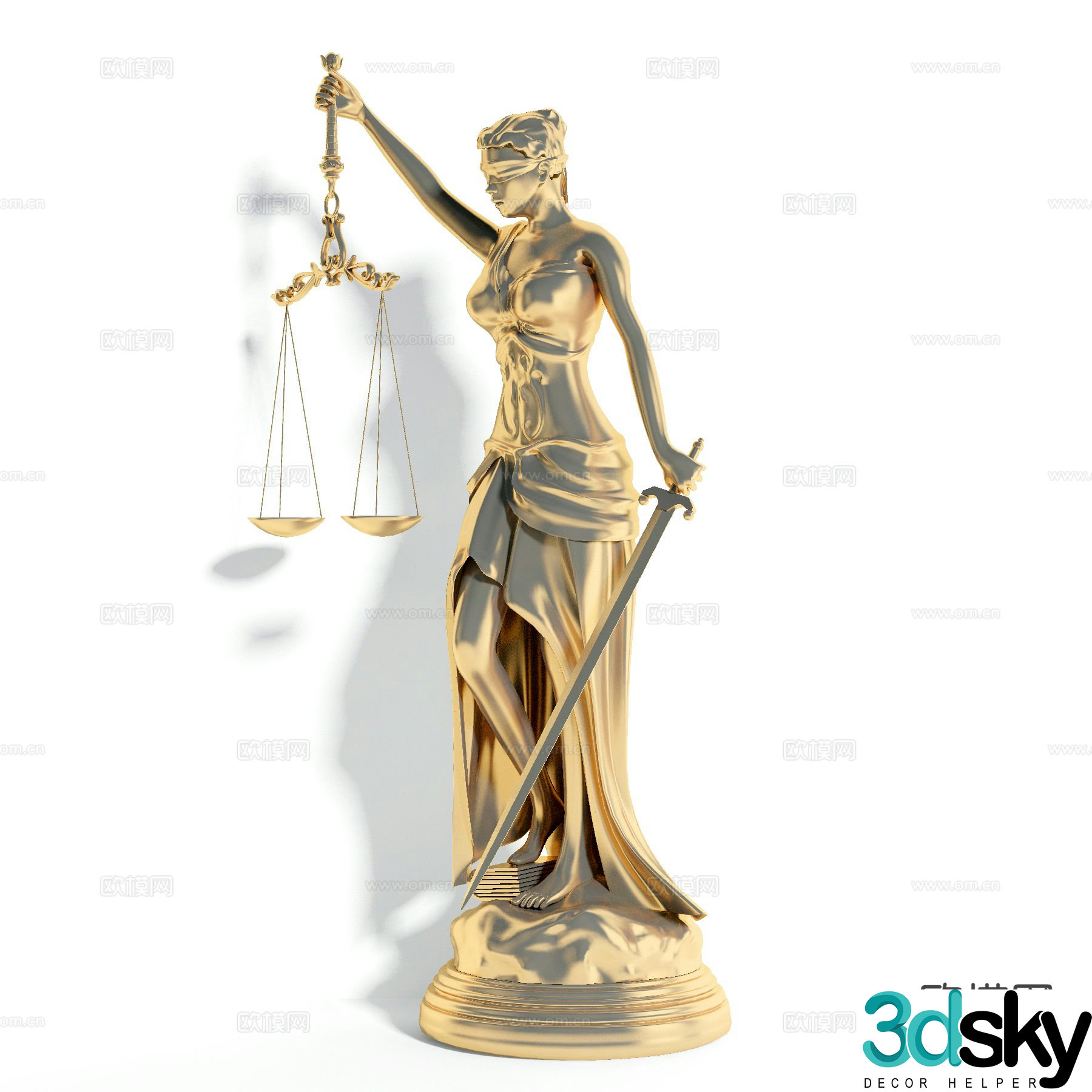 Western goddess of justice sculpture 3d model