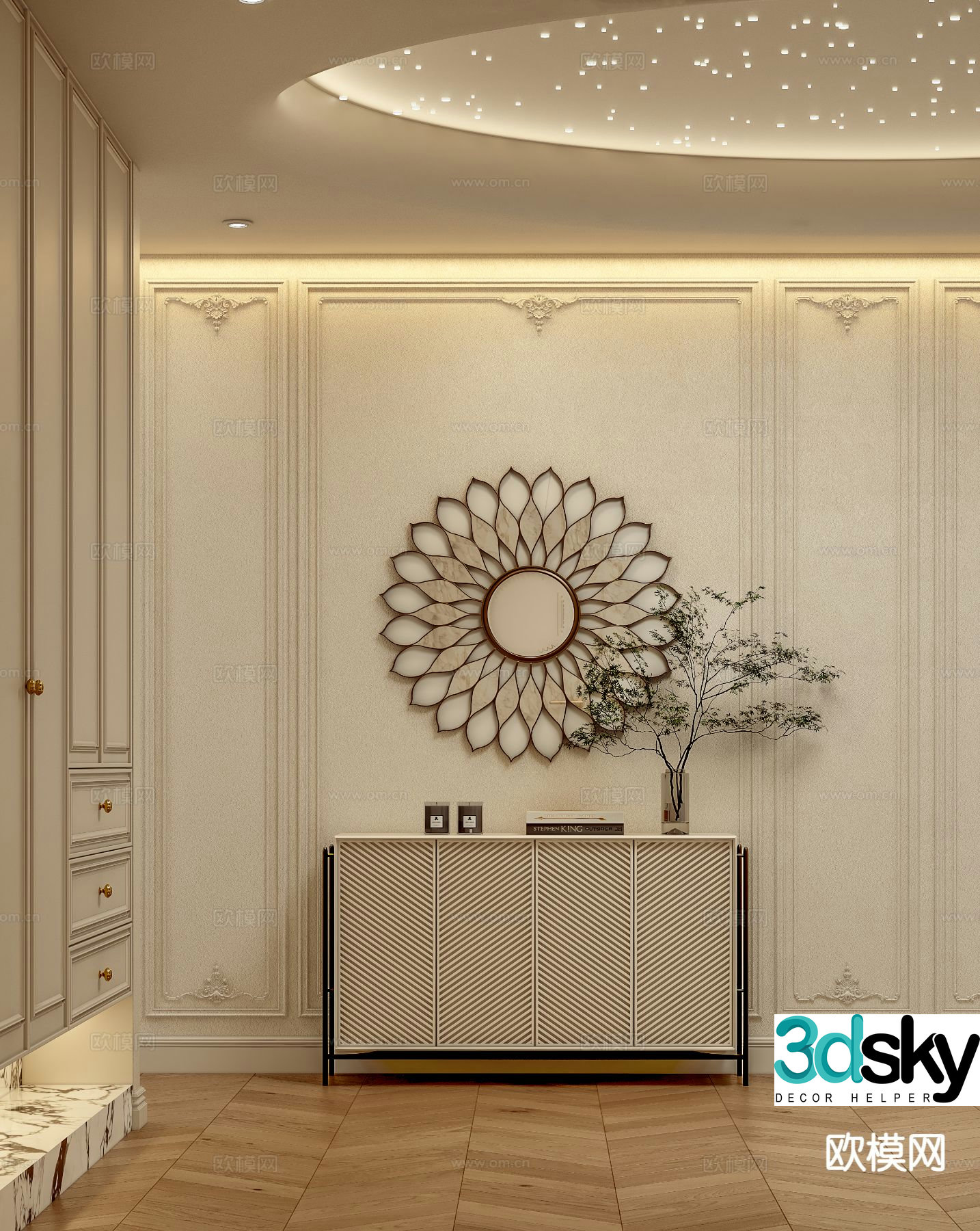 French side cabinet entrance cabinet 3d model