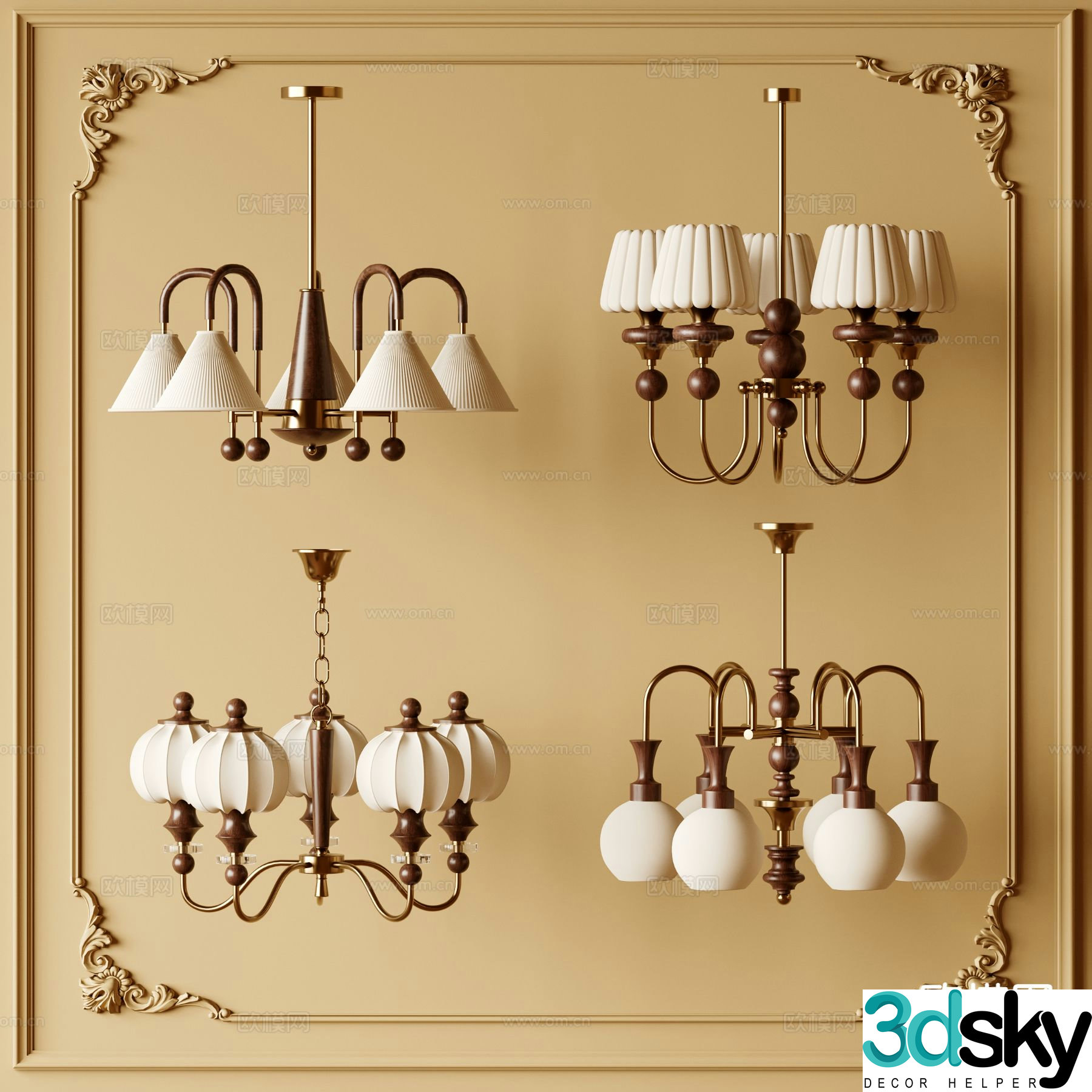 Medieval style chandelier multi-head chandelier 3D model