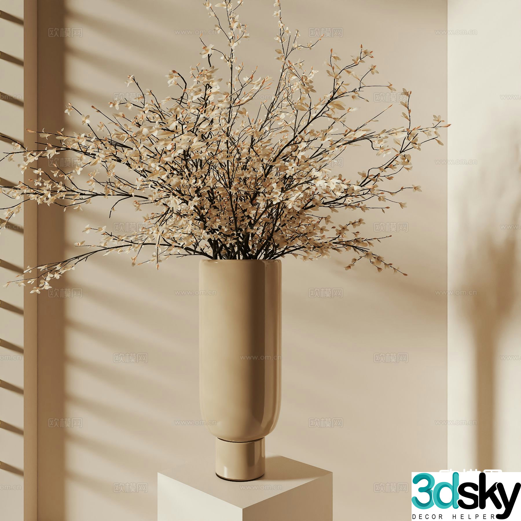 wabi-sabi vase floral arrangement flower arrangement dried flower 3d model