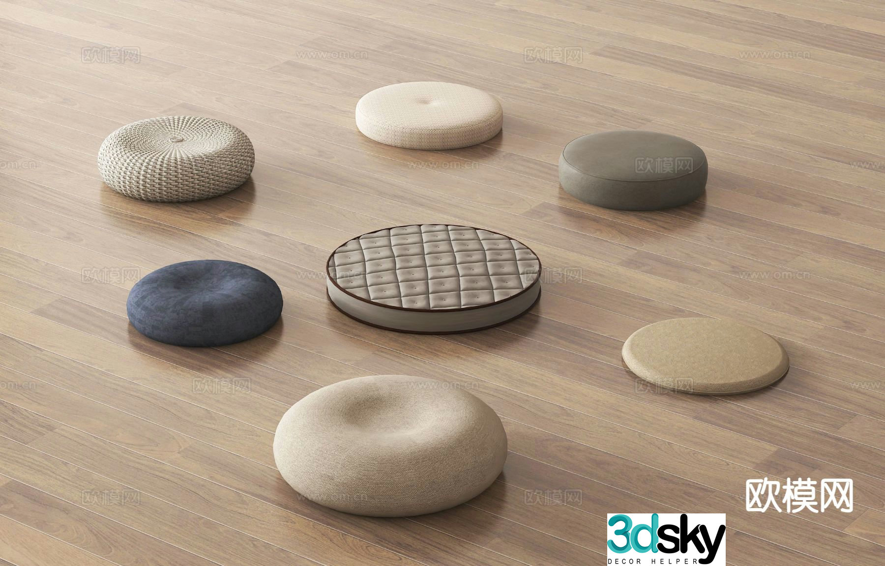Cushion futon bay window cushion round cushion 3d model