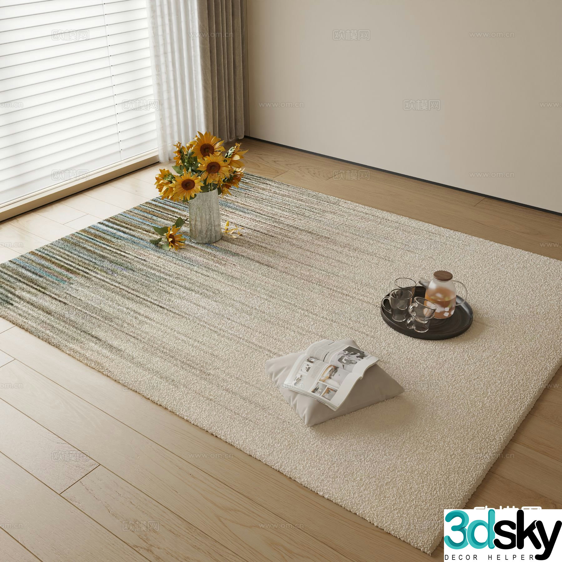 striped carpet square carpet 3d model