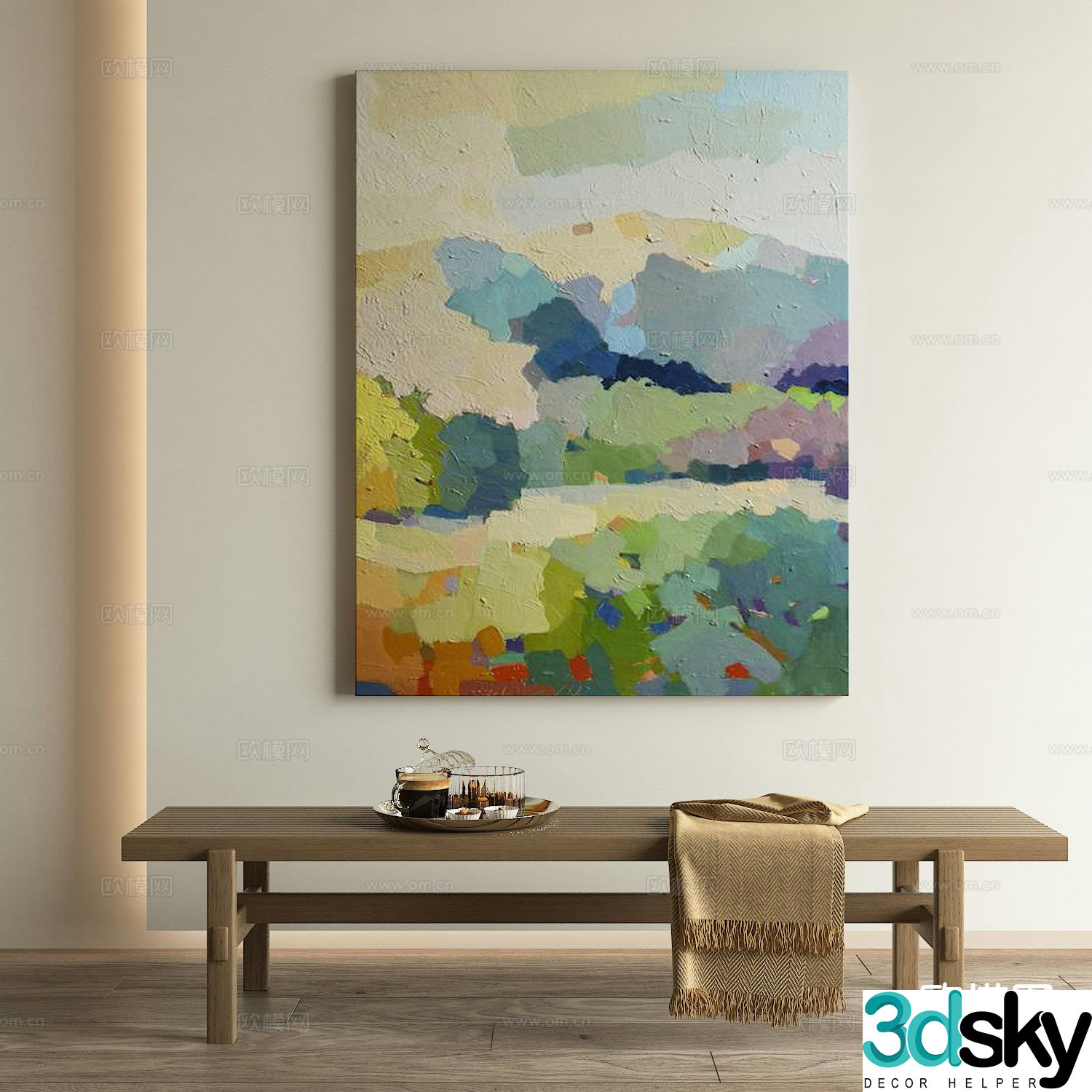 Wabi-sabi oil painting texture painting decorative painting 3d model