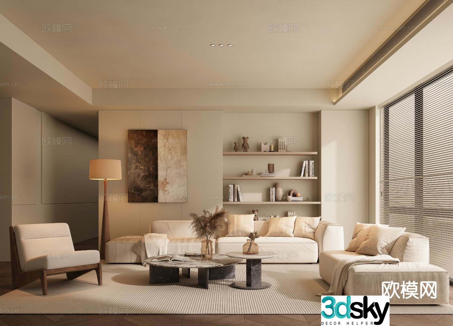 Wabi-sabi living room 3d model