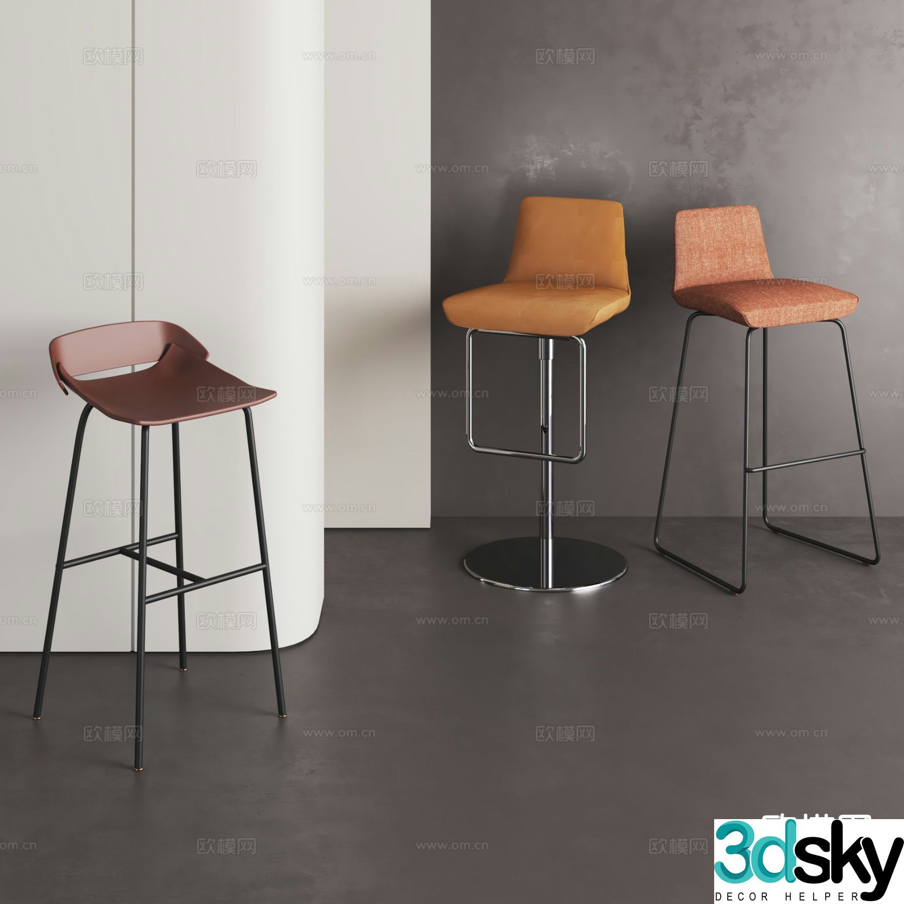 Modern bar stool bar stool high stool 3d model