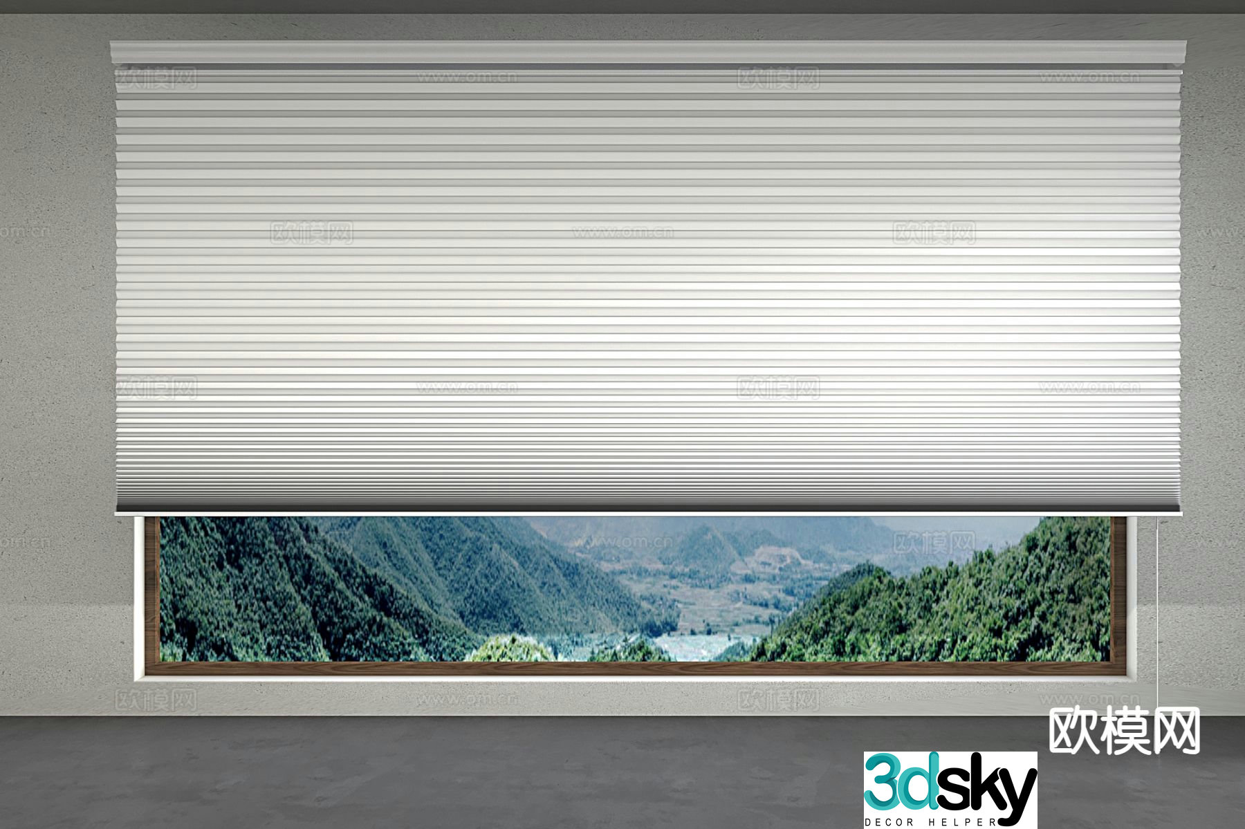 modern curtains venetian blinds 3d model
