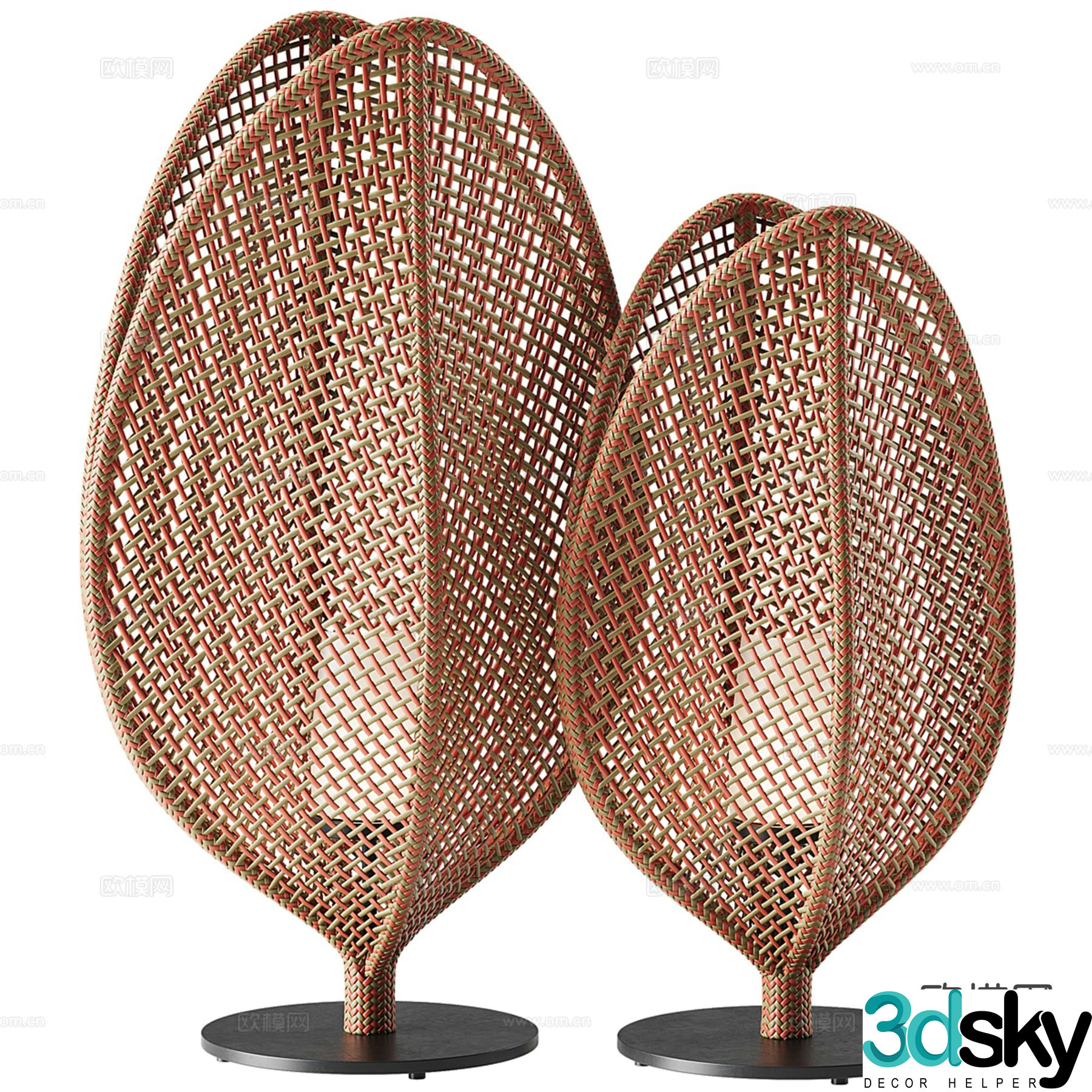 Wabi-sabi floor lamp rattan floor lamp 3d model