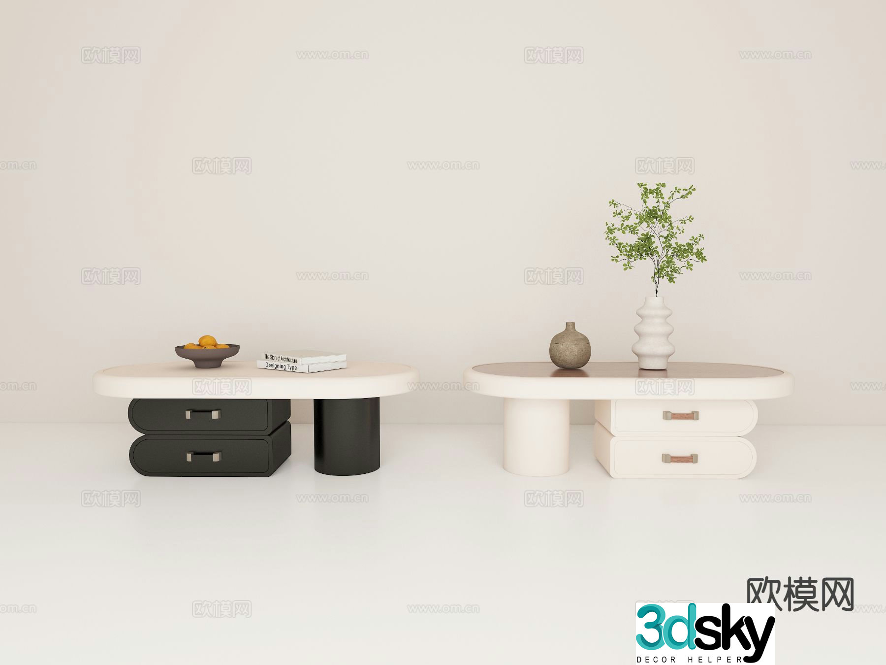 Cream style coffee table 3d model