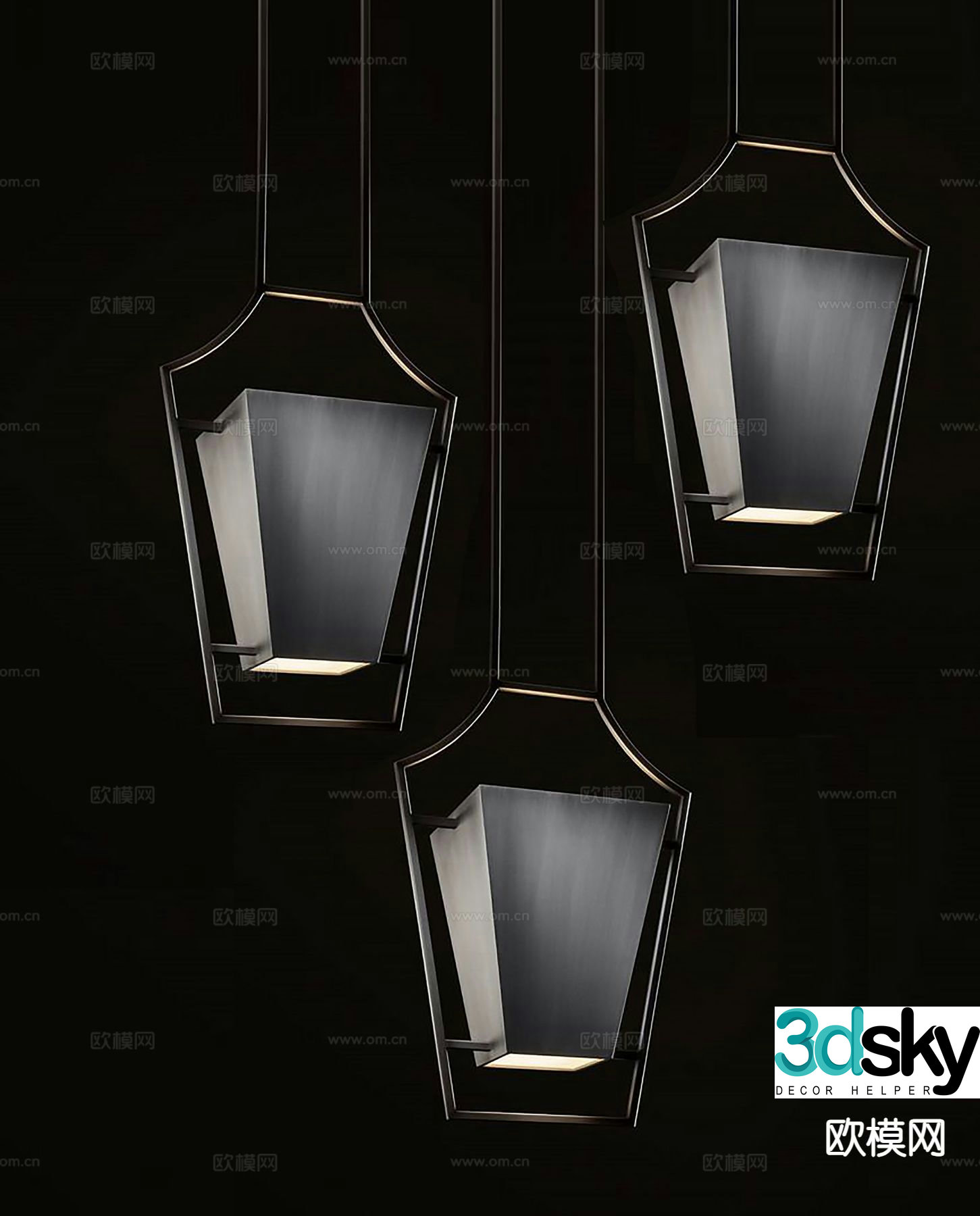 High-end gray small chandelier 3D model