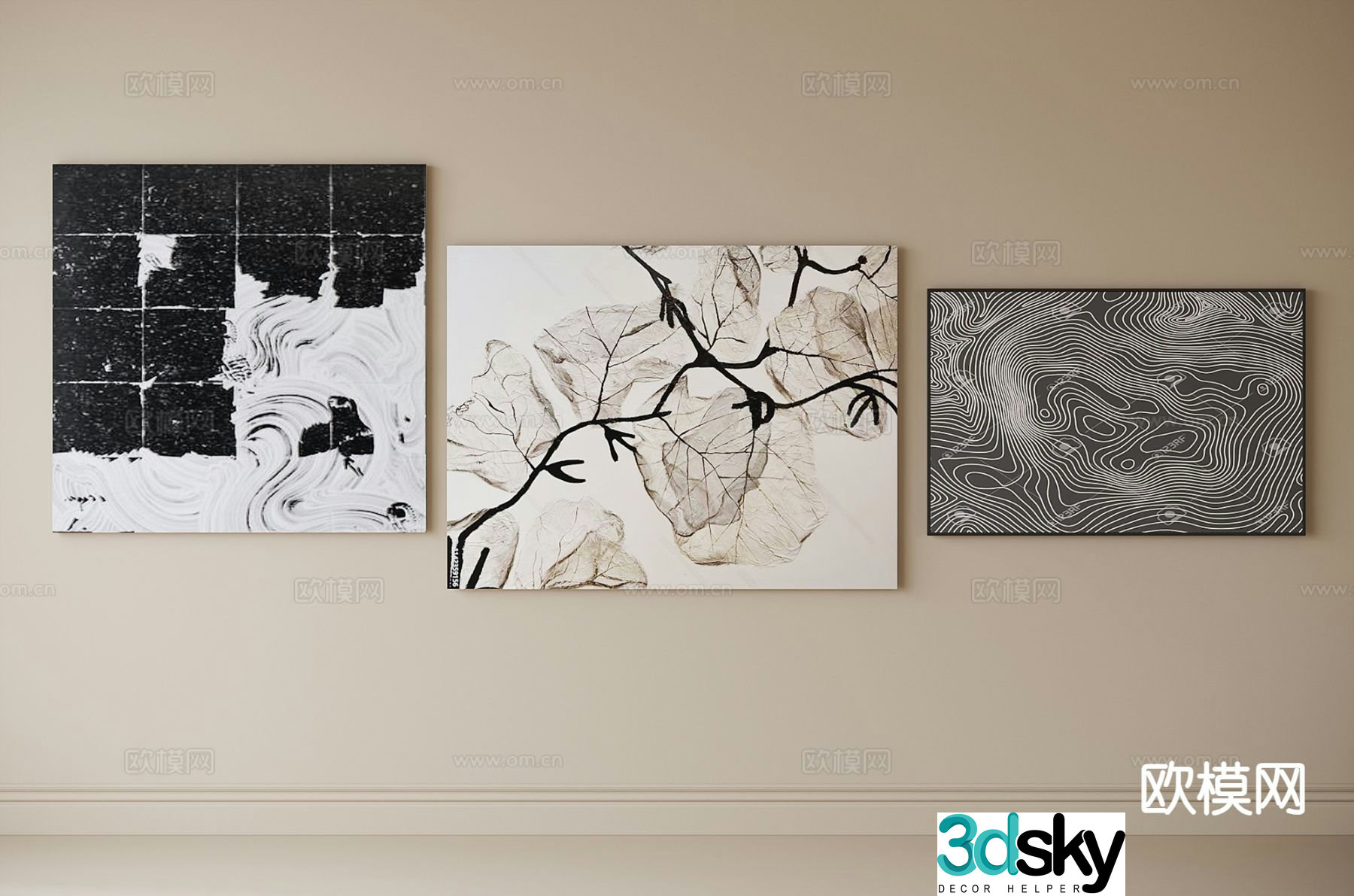 Wabi-sabi art painting texture painting decorative painting 3d model