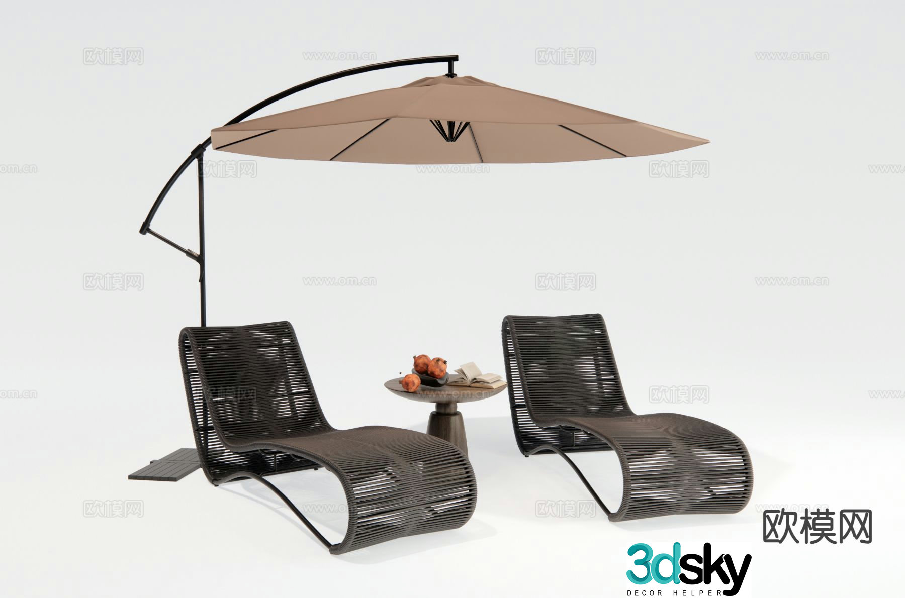 Outdoor lounge chair rattan lounge chair 3d model