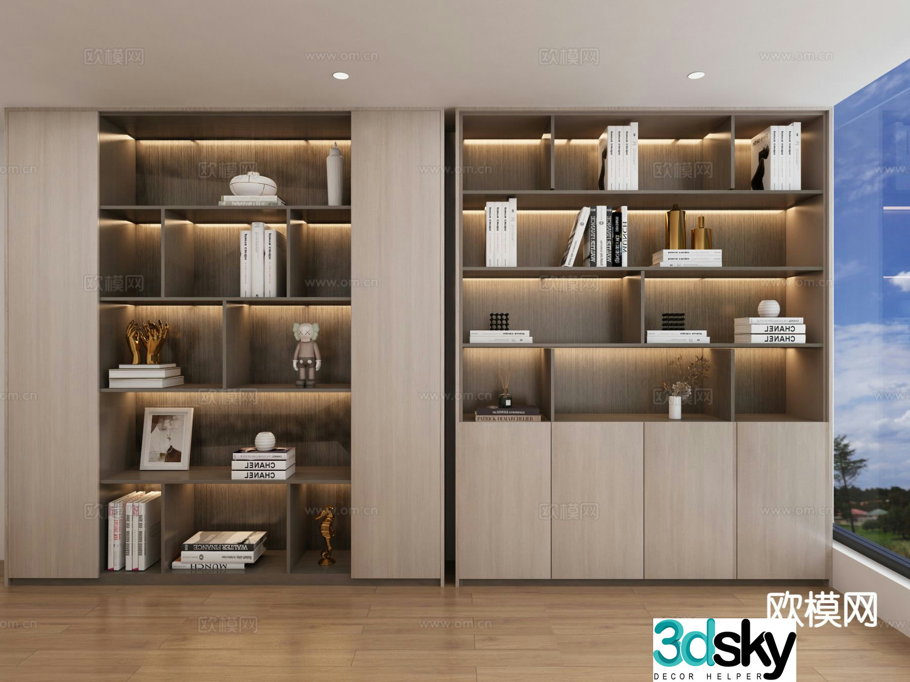 Modern bookcase display cabinet 3d model