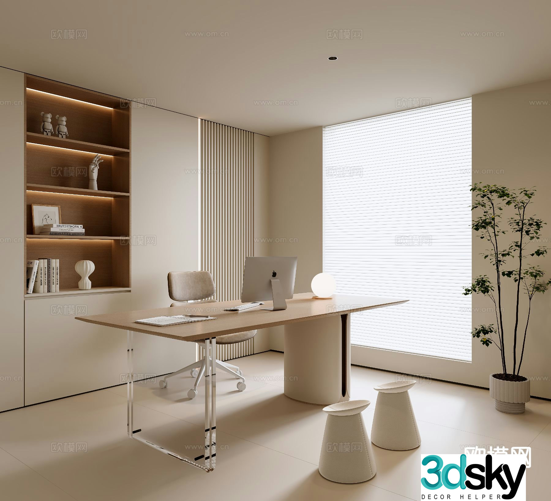 Cream style study 3d model