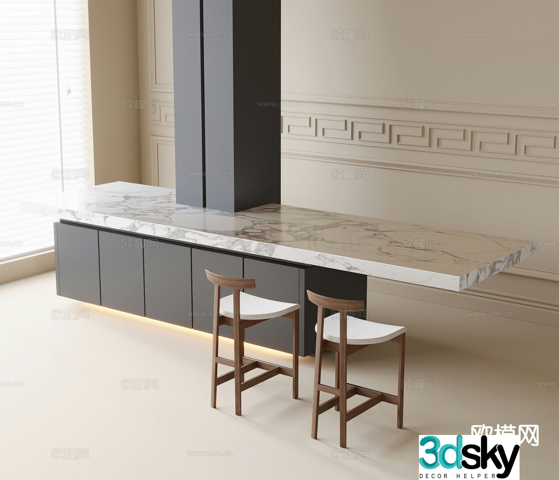 Modern kitchen bar 3d model