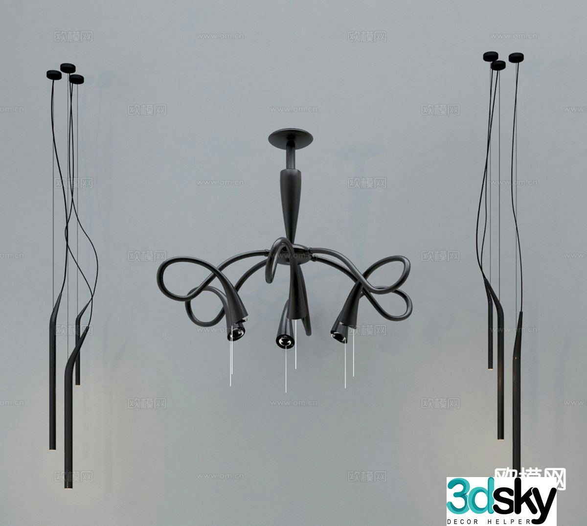 Metal chandelier strip chandelier 3d model