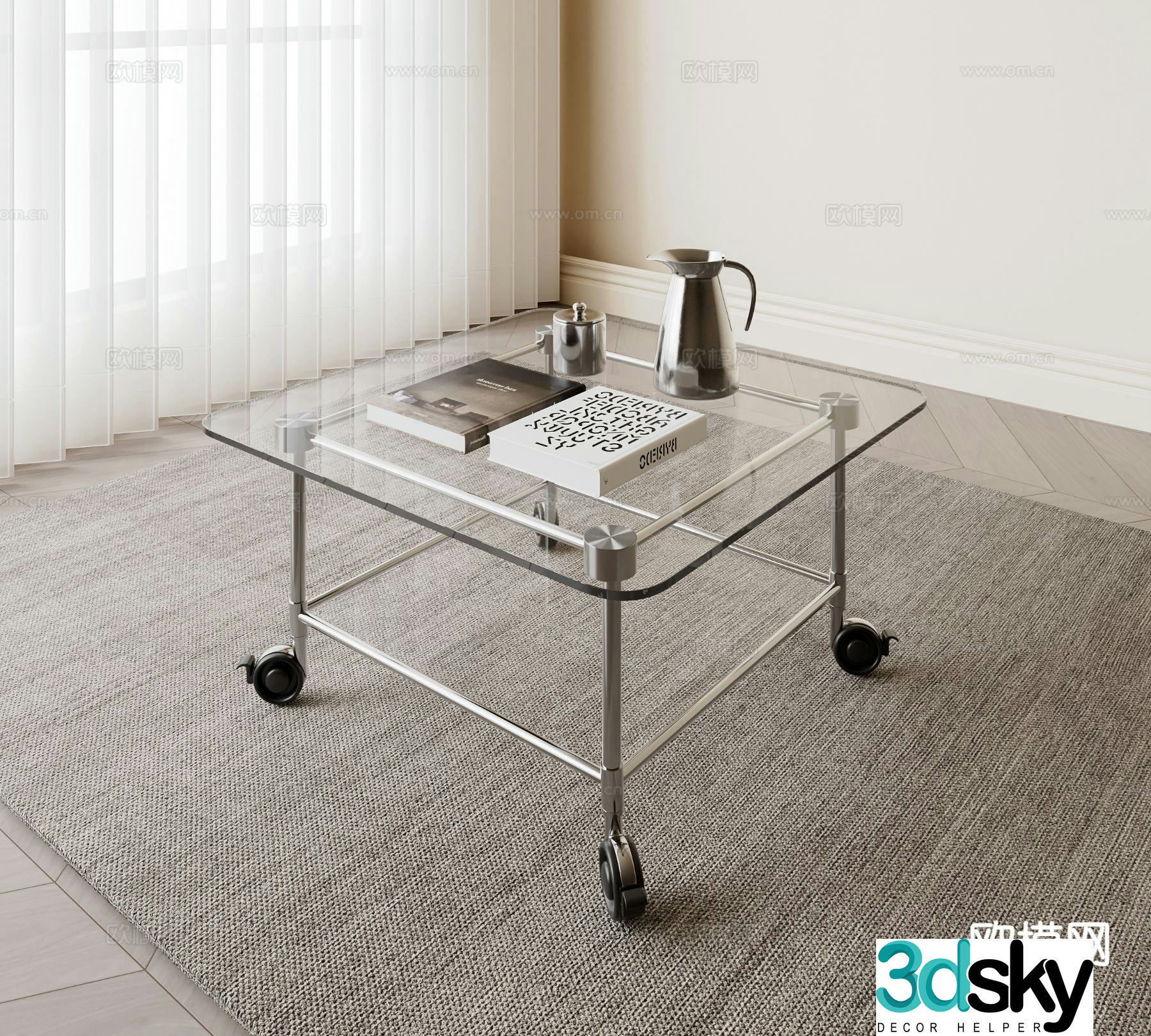 Glass coffee table mobile coffee table 3d model