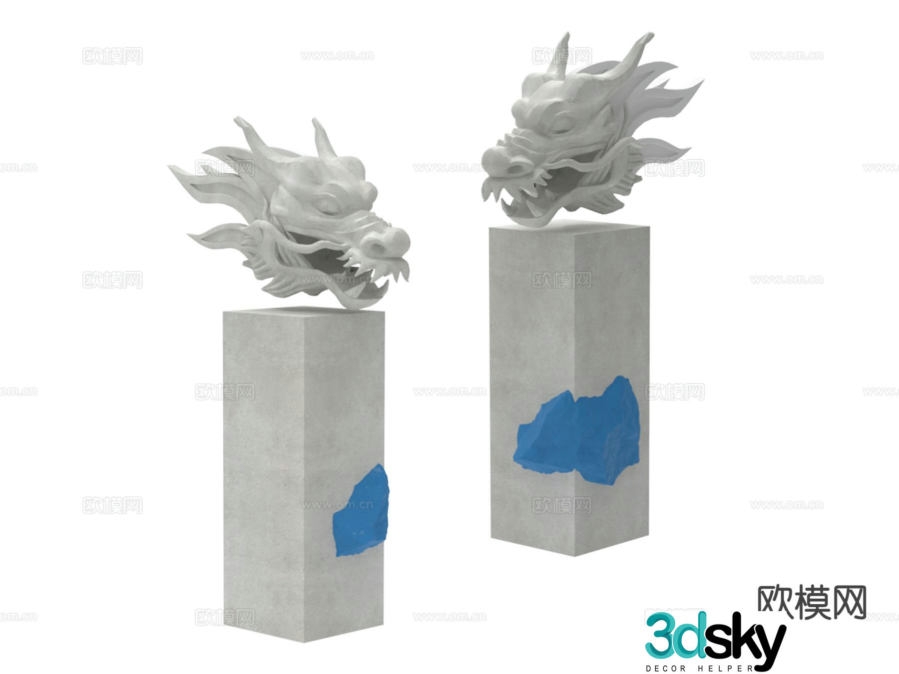 Dragon head sculpture Shenlong ornaments 3D model