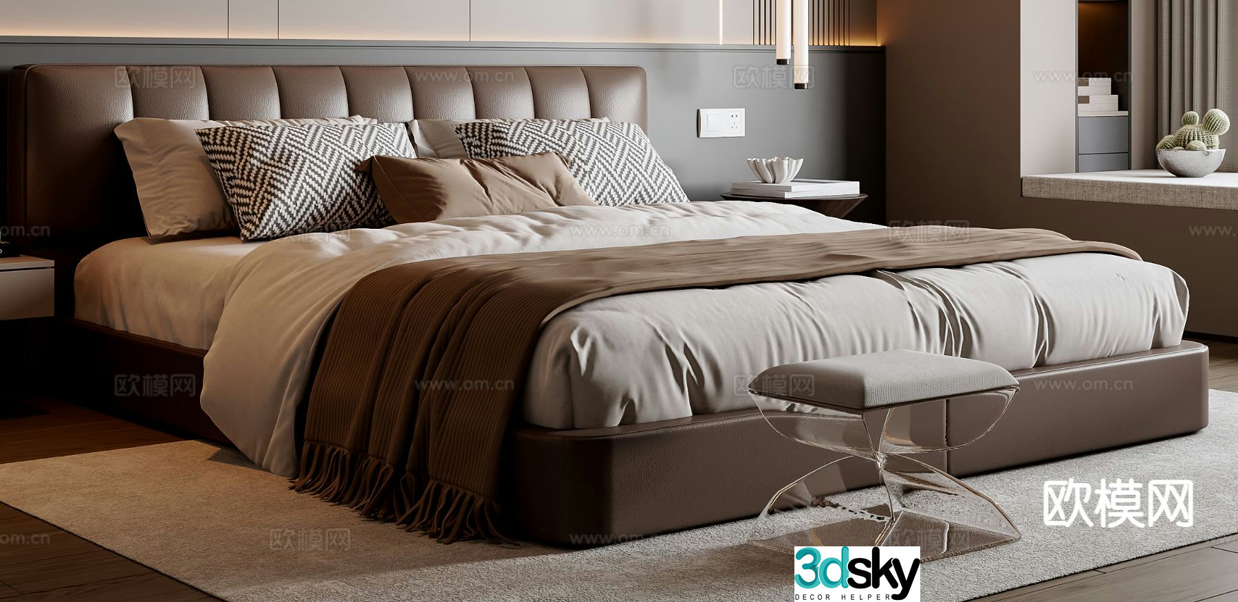 Italian double bed 3d model