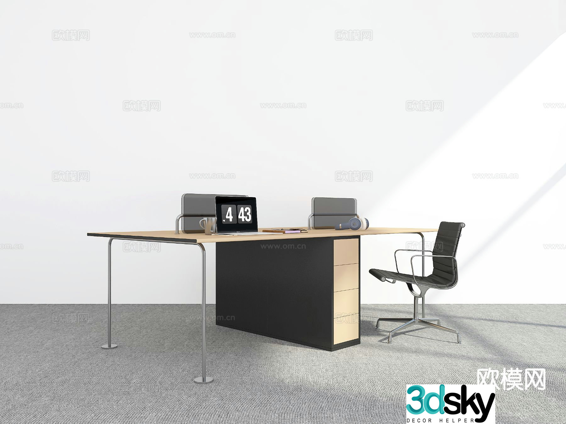 Modern office desk workstation 3d model