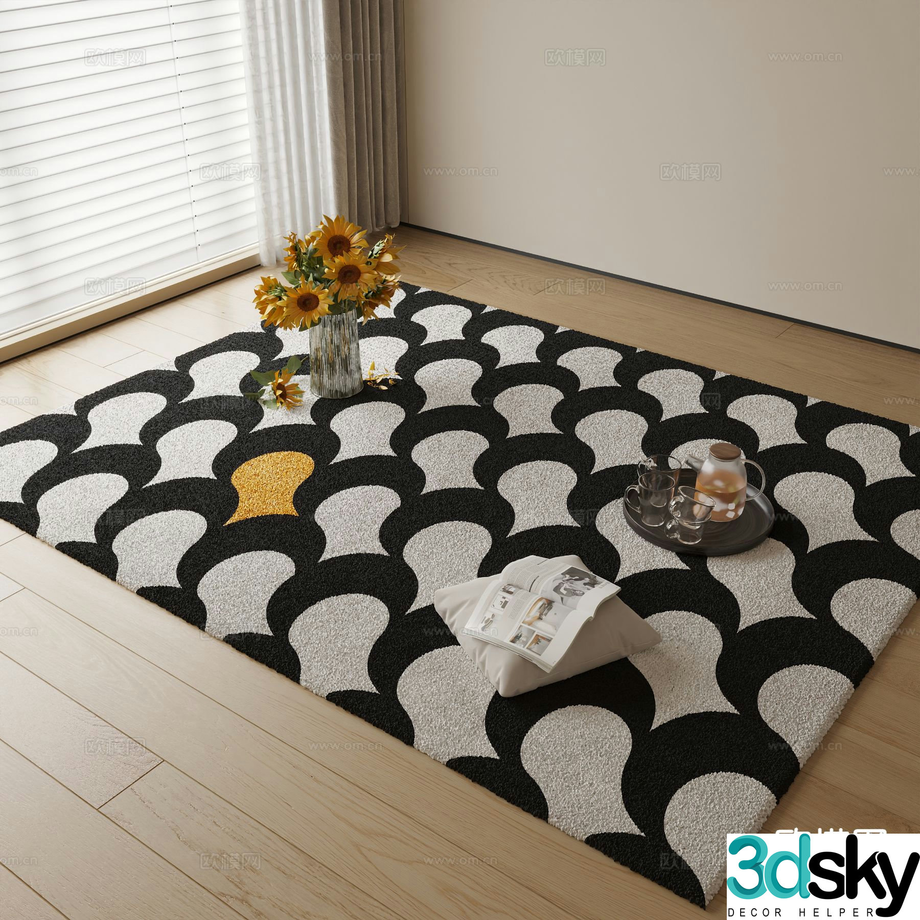 abstract carpet square rug 3d model