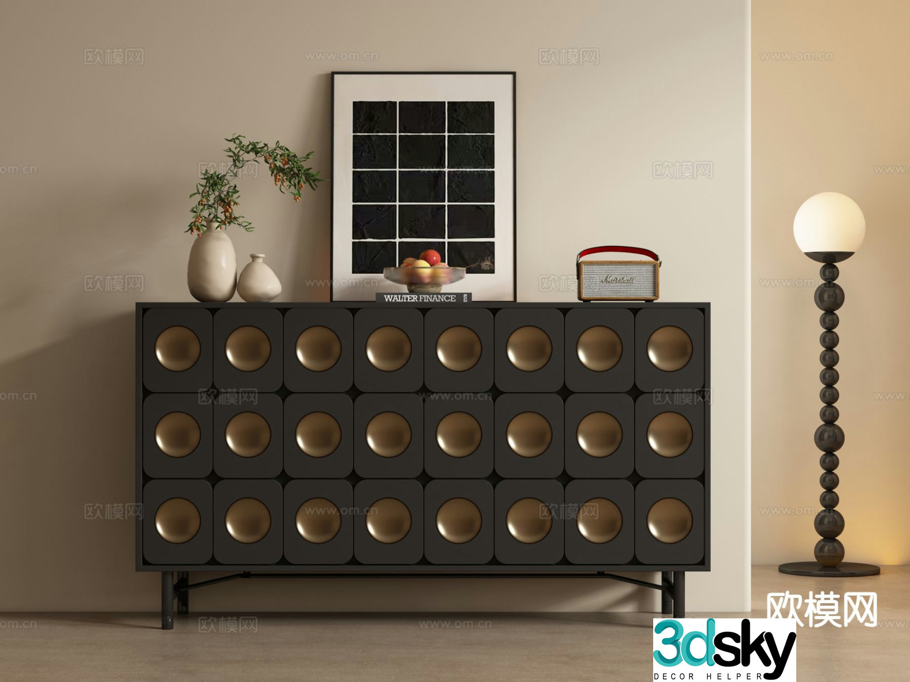 French chest of drawers entrance cabinet sideboard 3D model