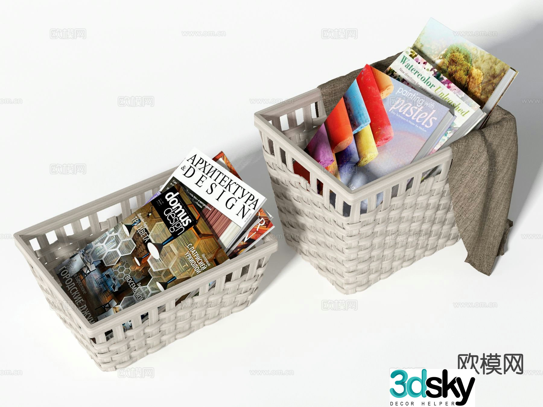 storage basket storage basket books books 3d model