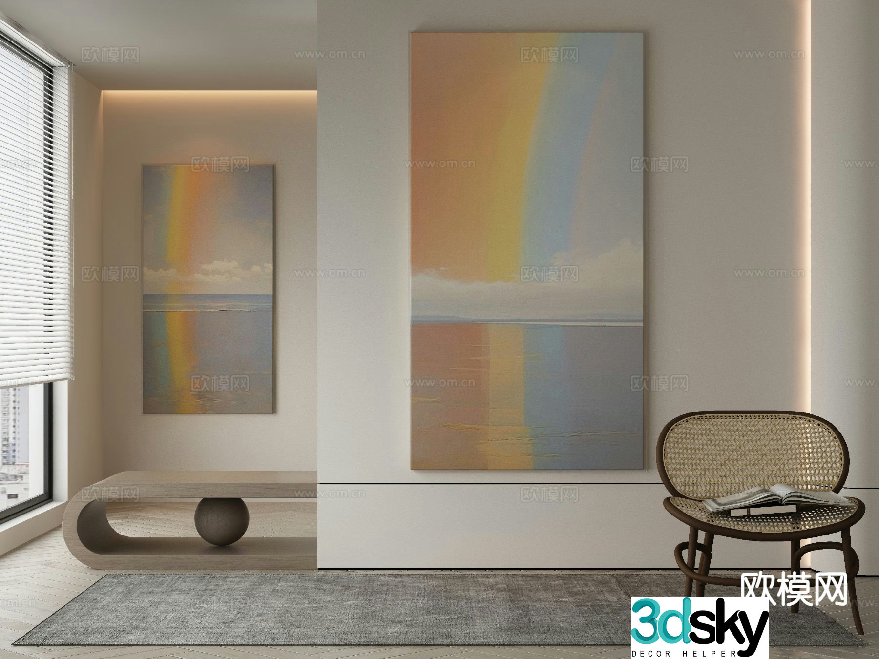 Modern decorative painting oil painting rainbow hanging painting 3D model