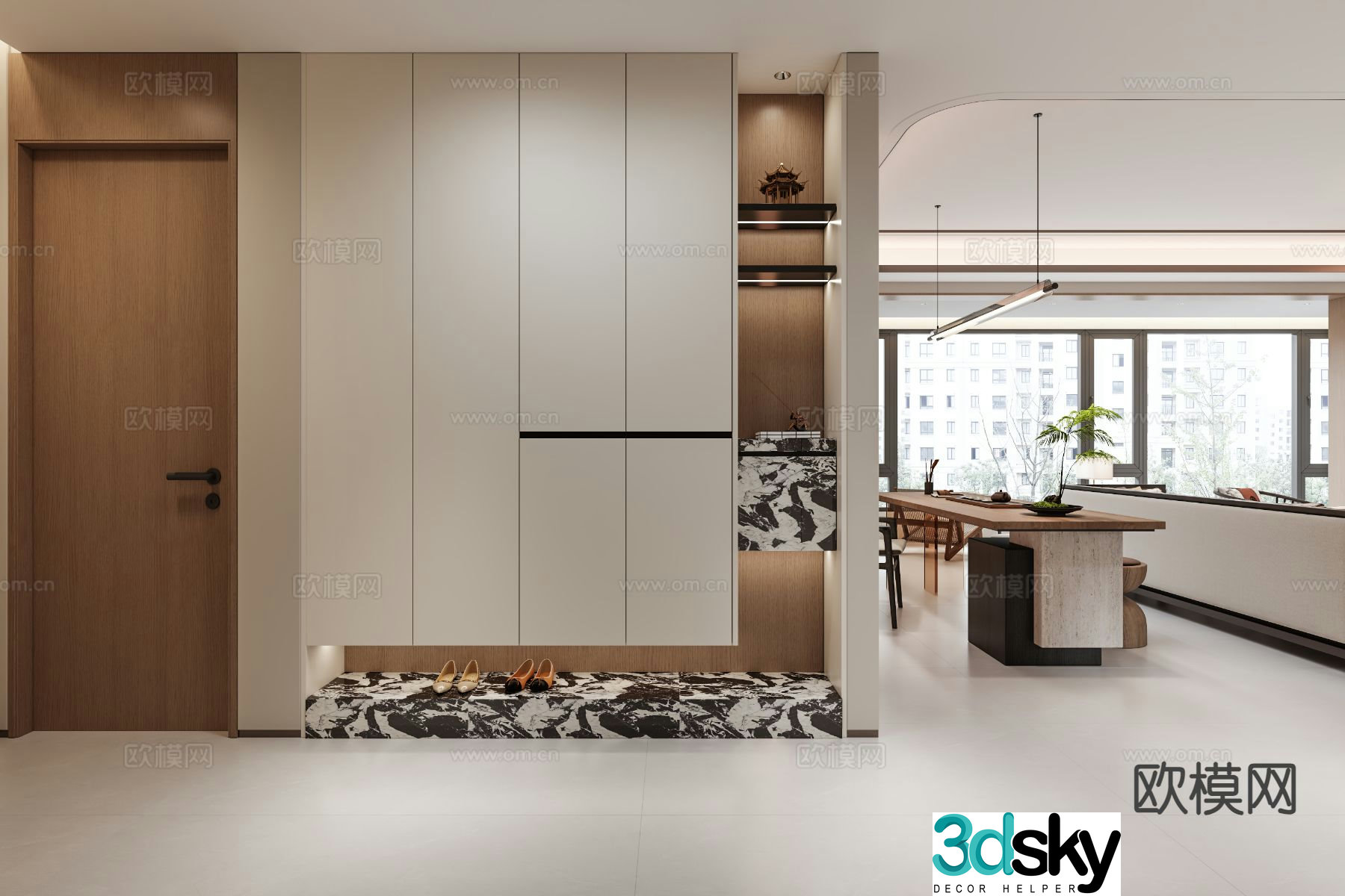 Modern entrance shoe cabinet 3d model