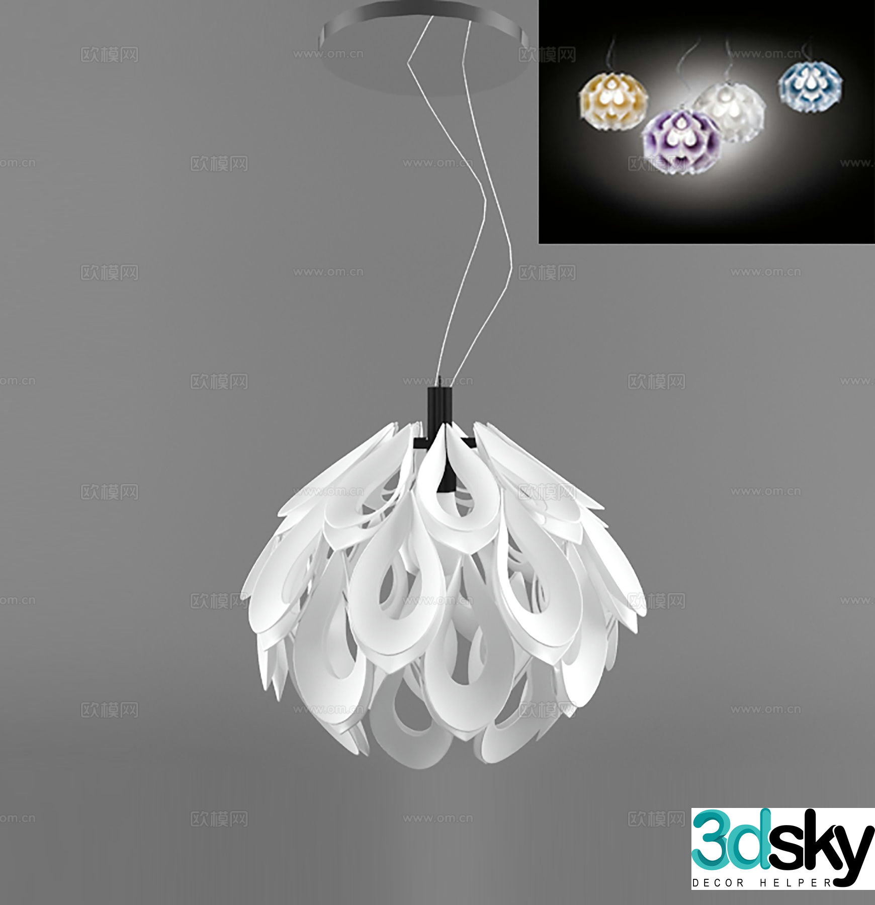 Modern flower chandelier 3d model