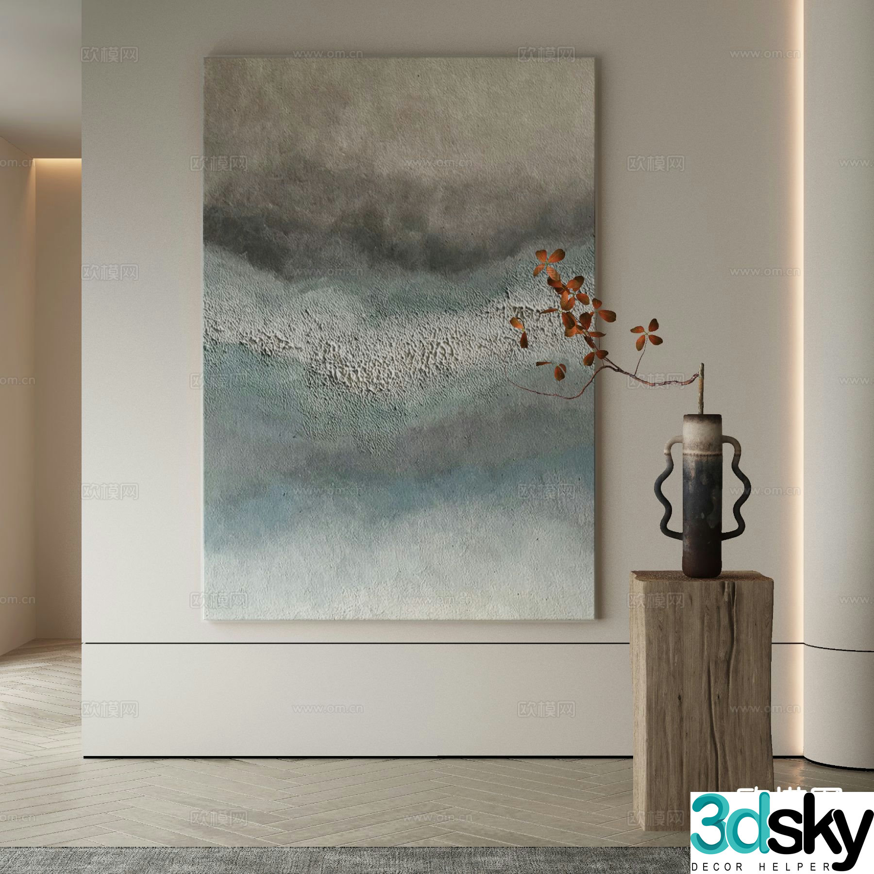 Modern decorative painting oil painting abstract hanging painting 3D model