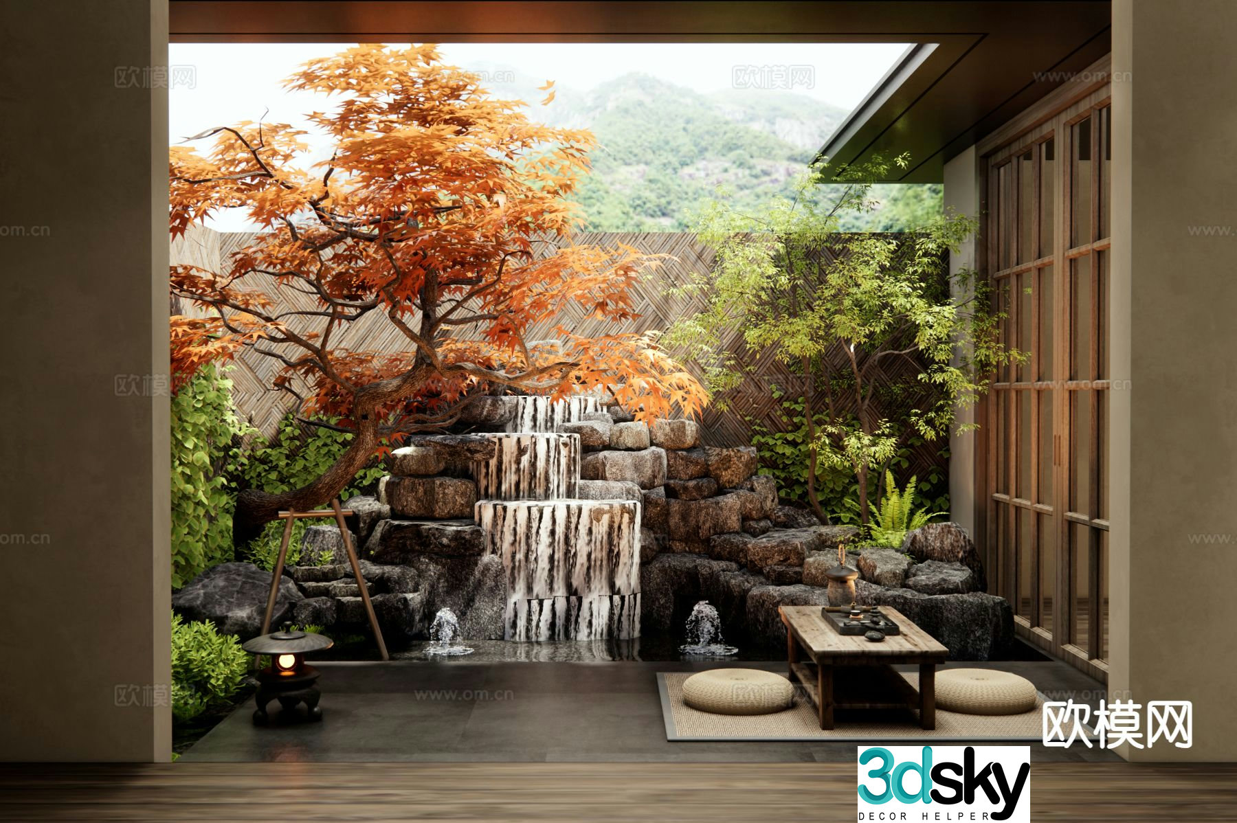 Dry landscape landscape rockery waterscape 3d model