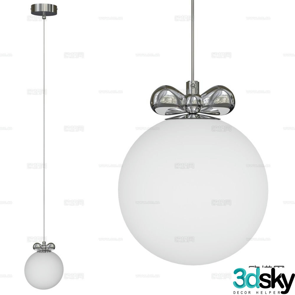 Silver sphere chandelier 3d model