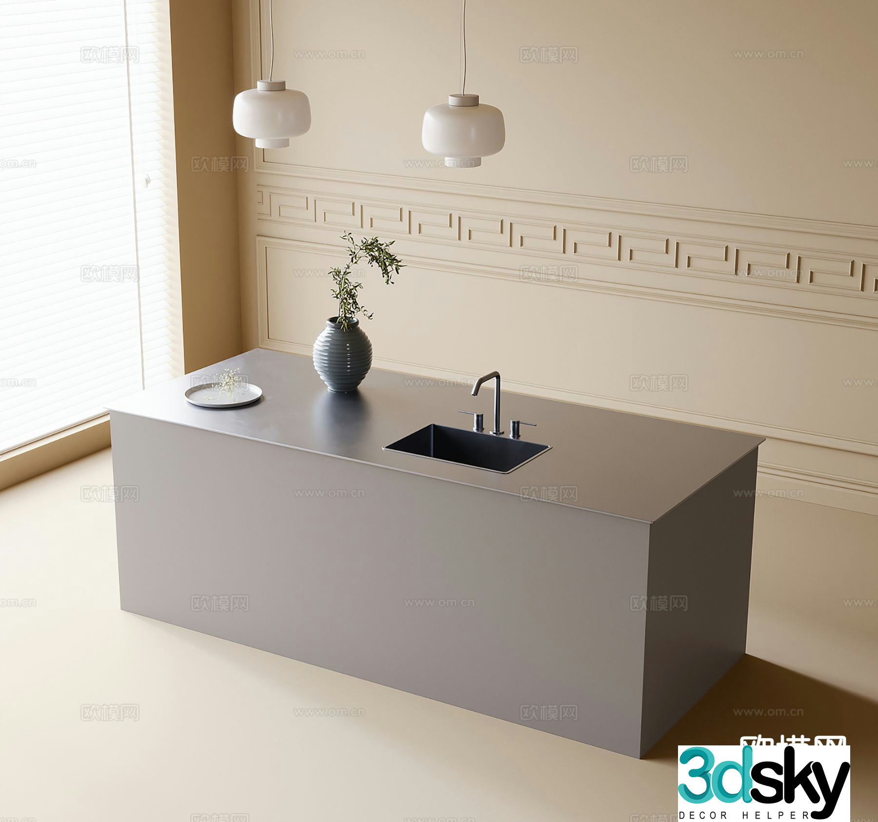 Modern kitchen island 3d model
